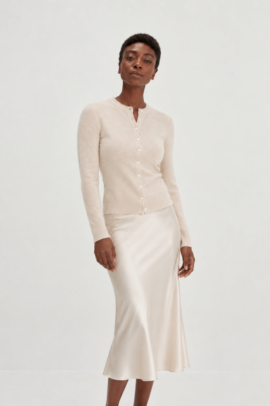 Davida Classic Cardigan Cardigans Light Beige