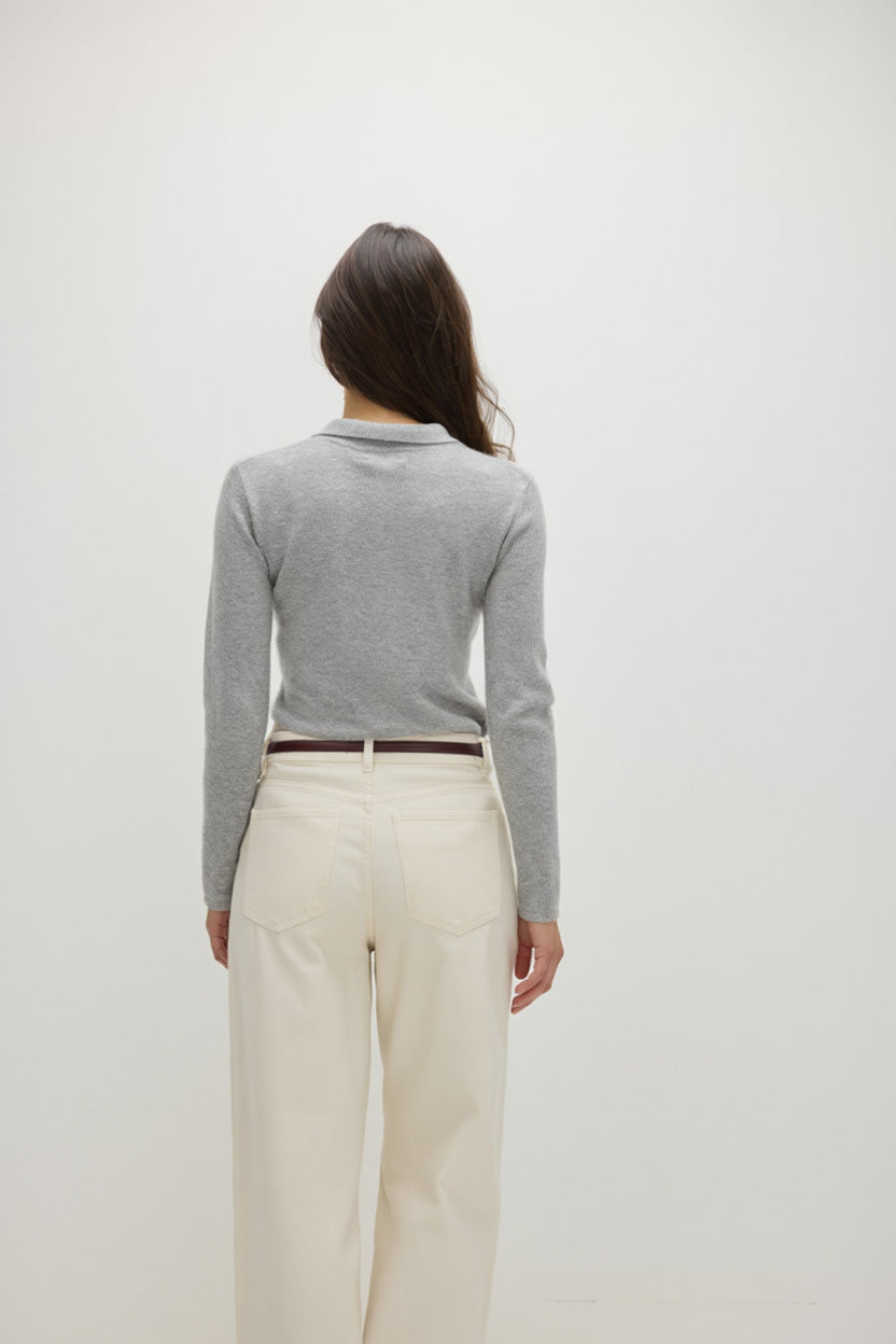 Davida Classic Collar Cardigan Cardigans Light Grey