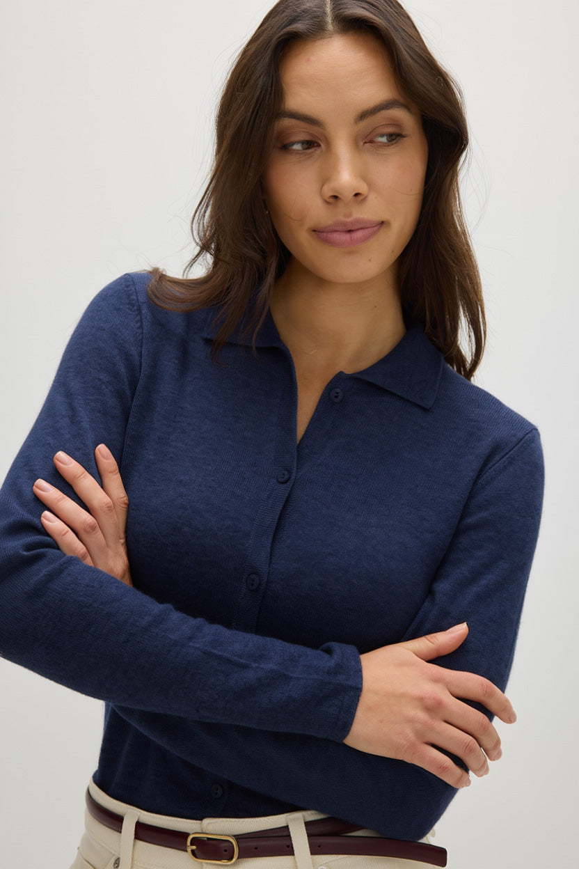 Davida Classic Collar Cardigan Cardigans Navy