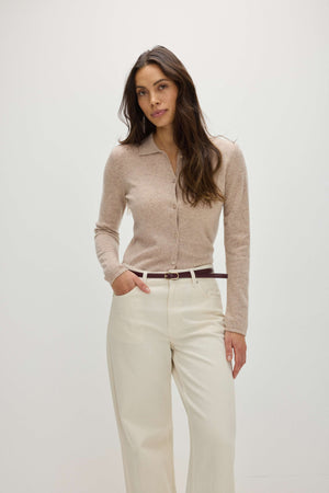 Classic Collar Cardigan - Sand