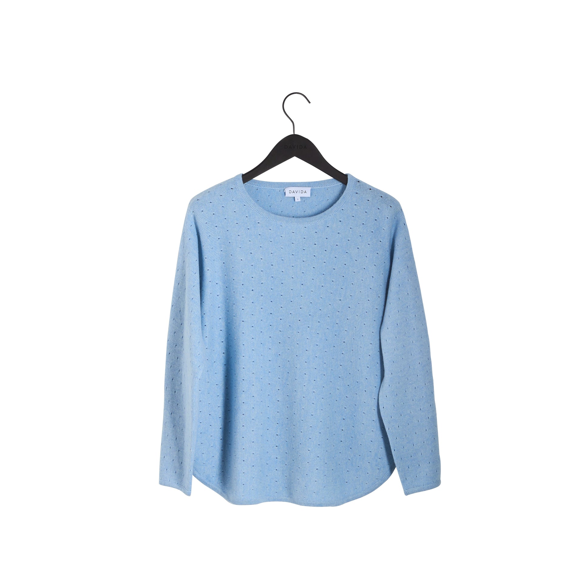 Davida Curved Dotted Sweater Sweaters Blue Fog