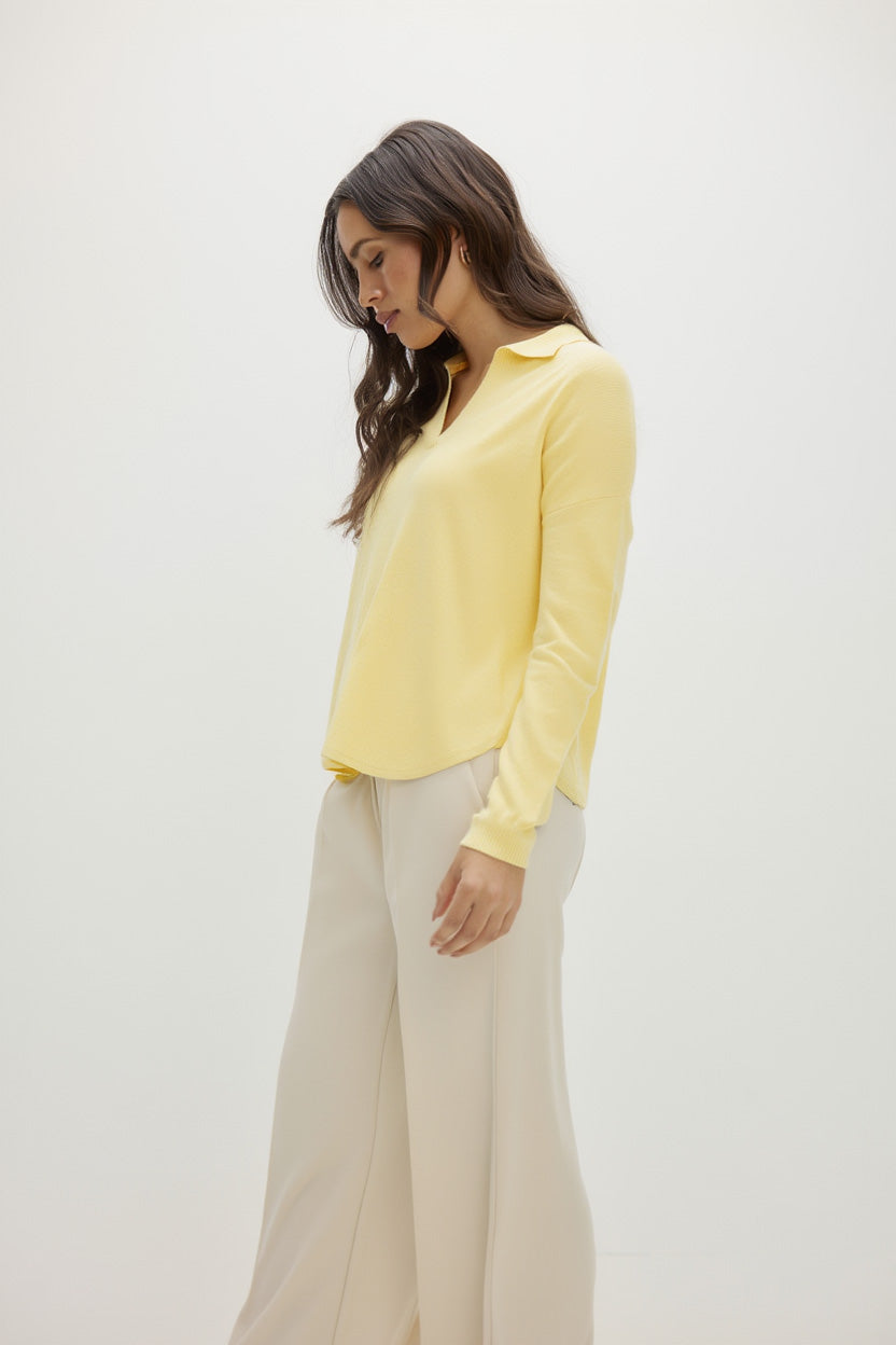 Davida Curved Open Collar Sweaters Citrus