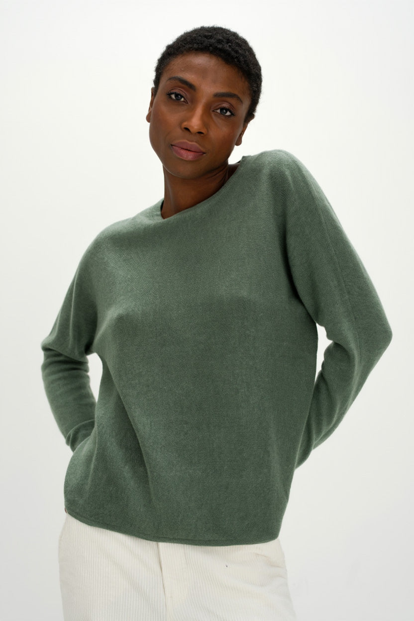 Davida Curved Sweater Sweaters Army Green