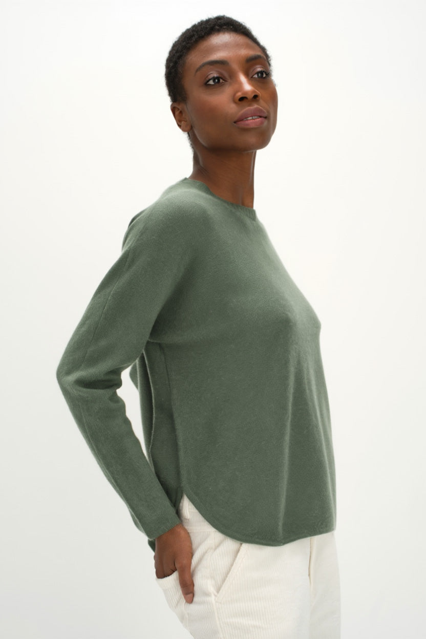 Davida Curved Sweater Sweaters Army Green