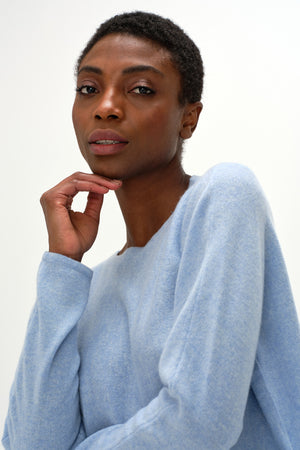 Curved Sweater - Blue Fog