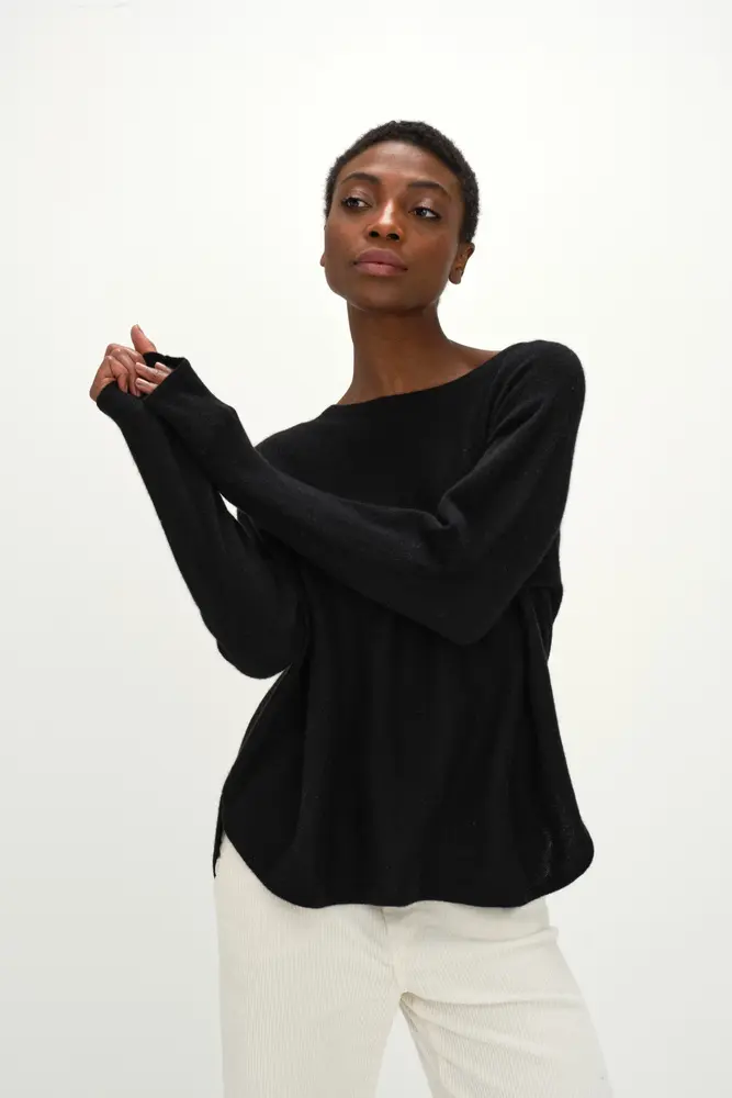 Davida Curved Sweater Sweaters Cyan Green