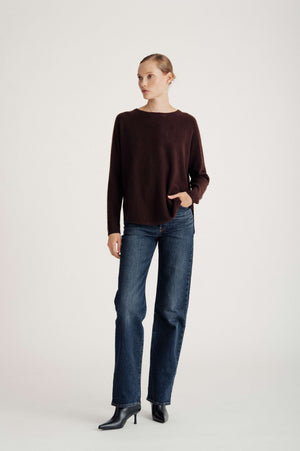 Curved Sweater - Dark Chocolate