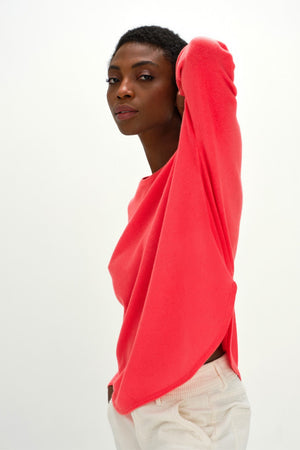Curved Sweater - Intense Coral