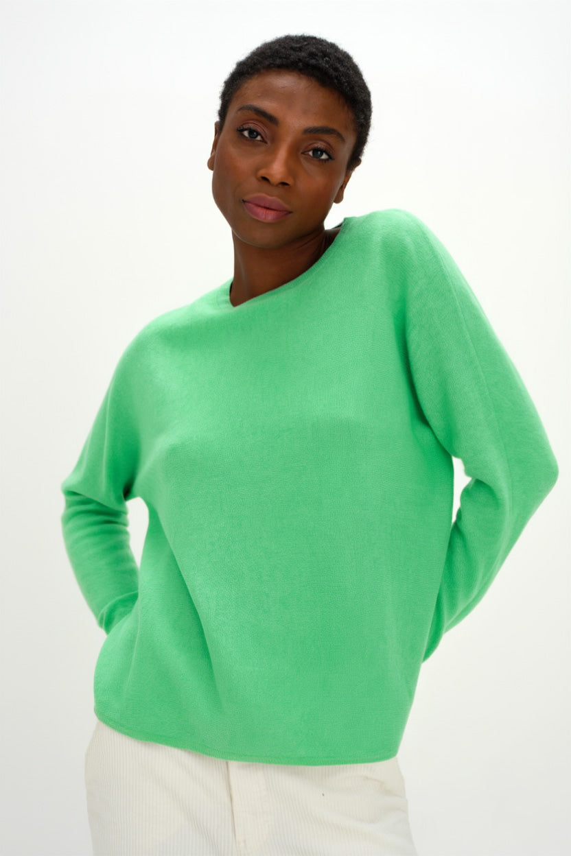 Davida Curved Sweater Sweaters Intense Green