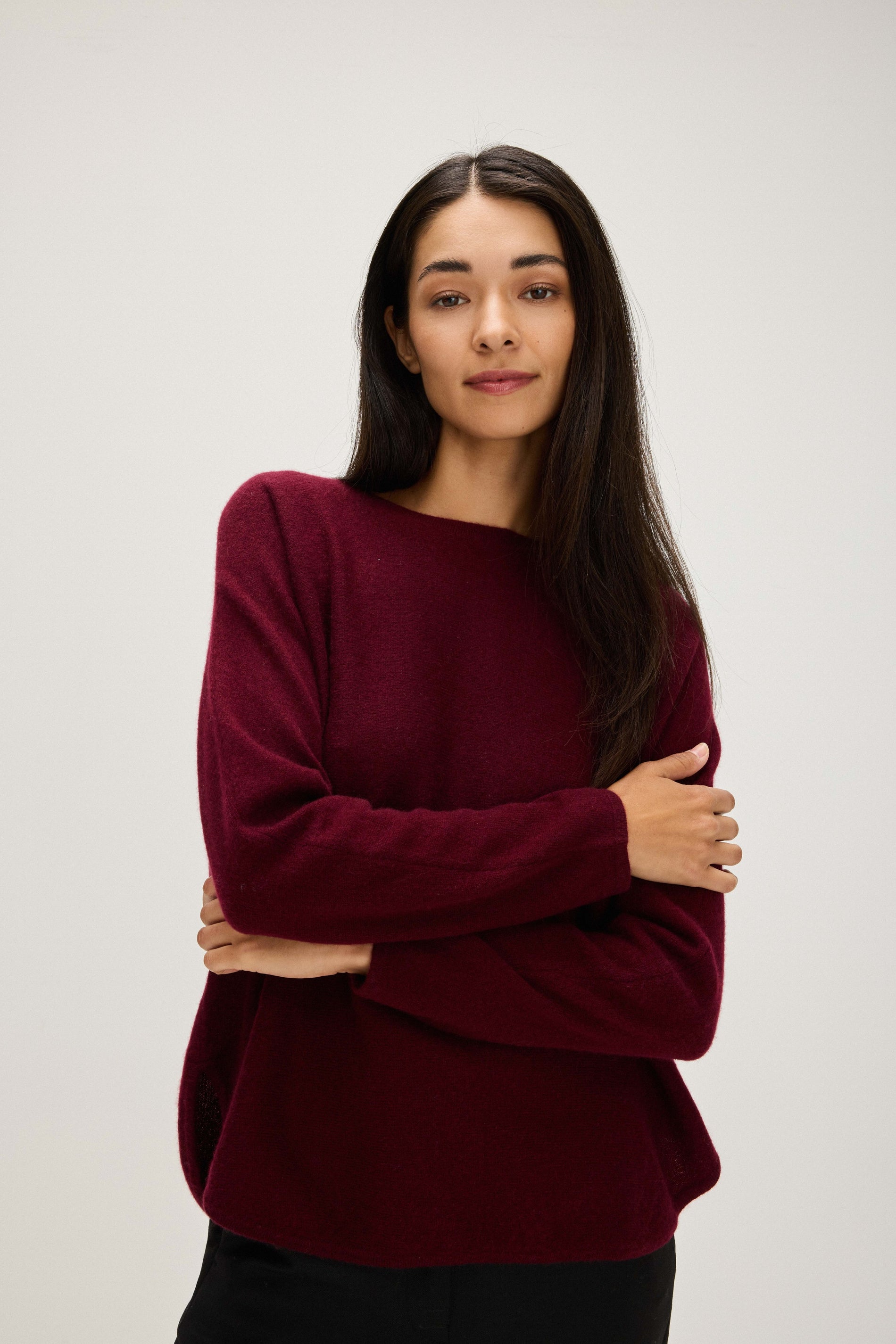 Davida Curved Sweater Sweaters Mulberry Red
