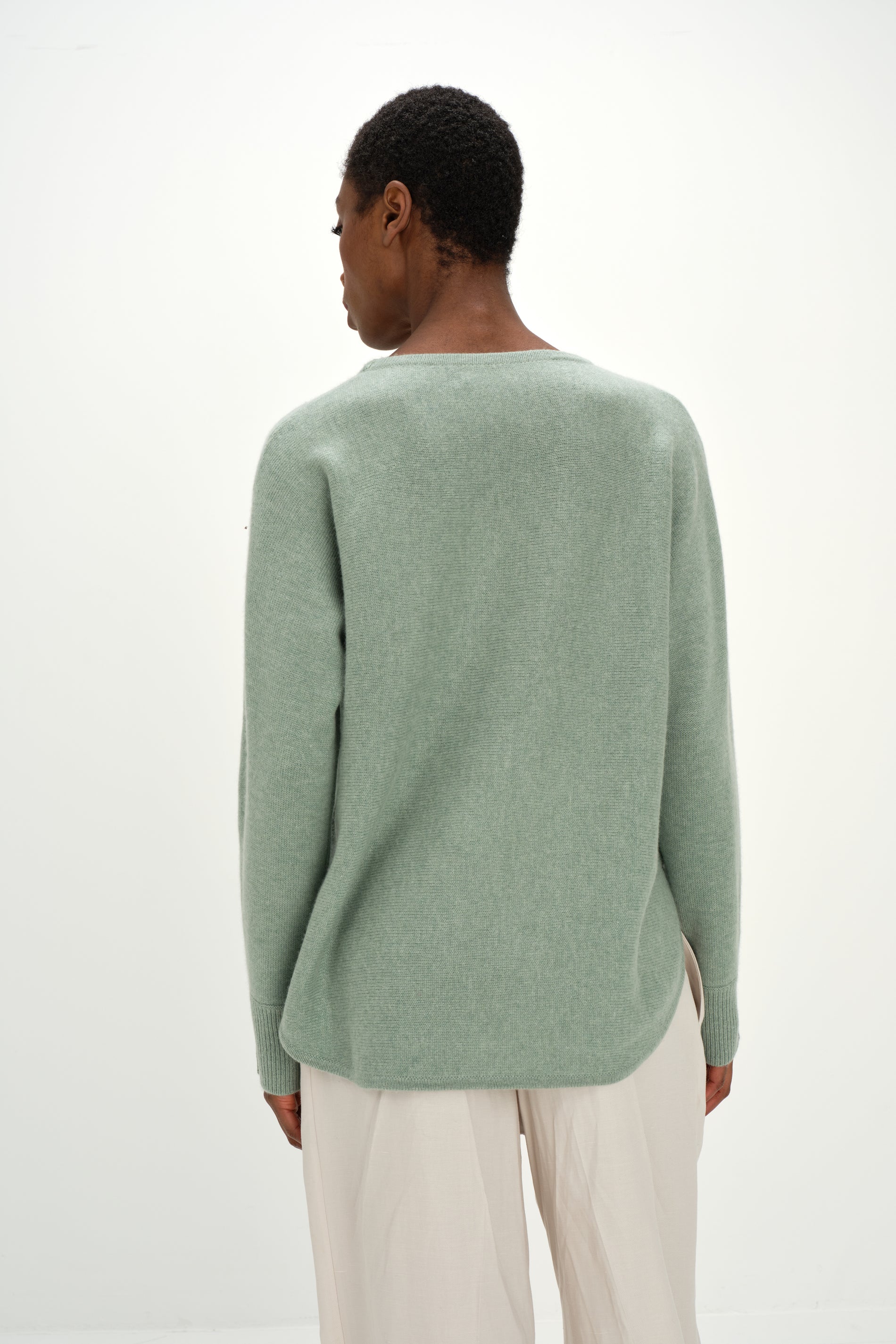 Davida Curved Sweater Long Sweaters Sage