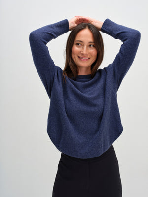 Curved Sweater - Denim Blue