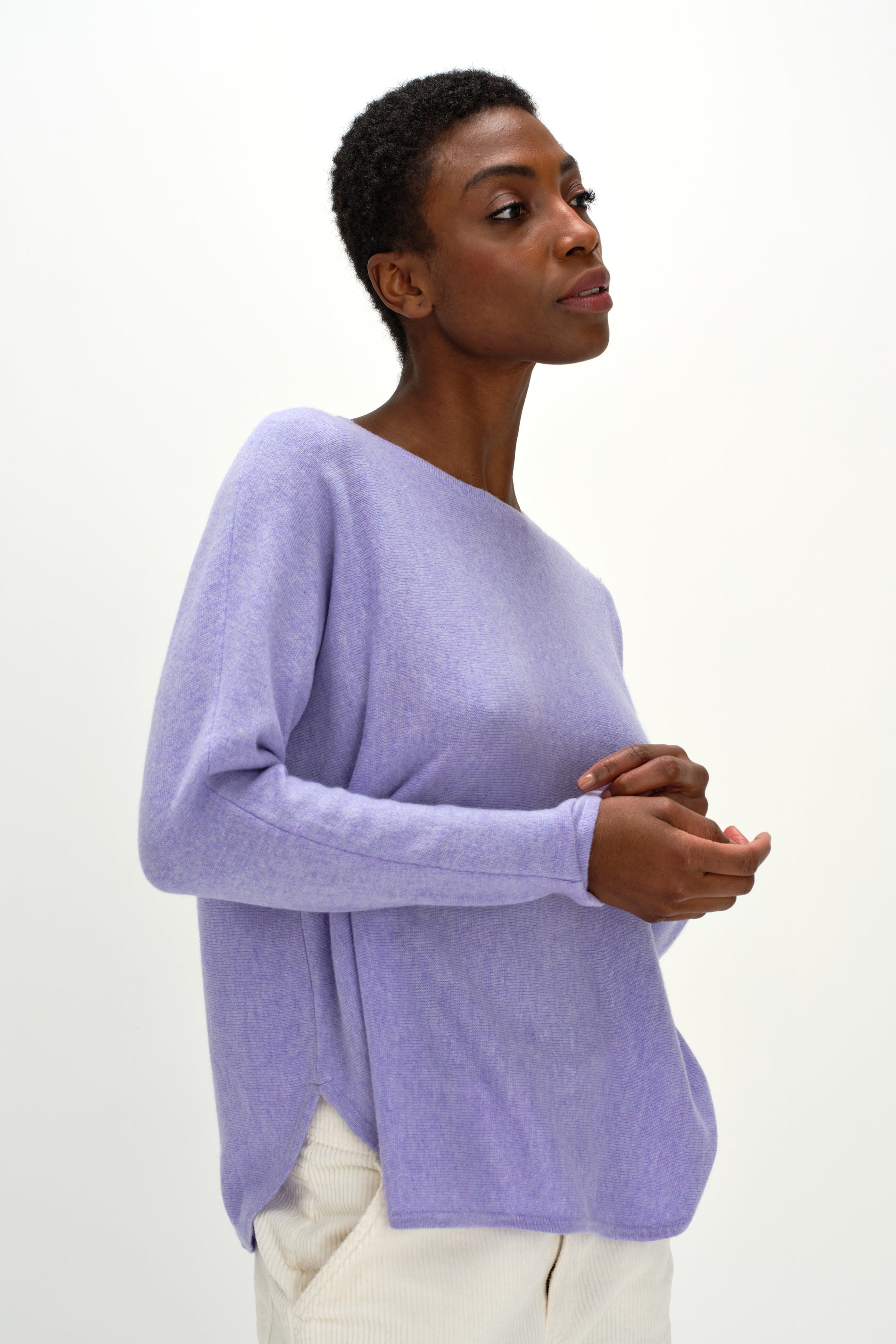 Davida Curved Sweater Sweaters Light Purple