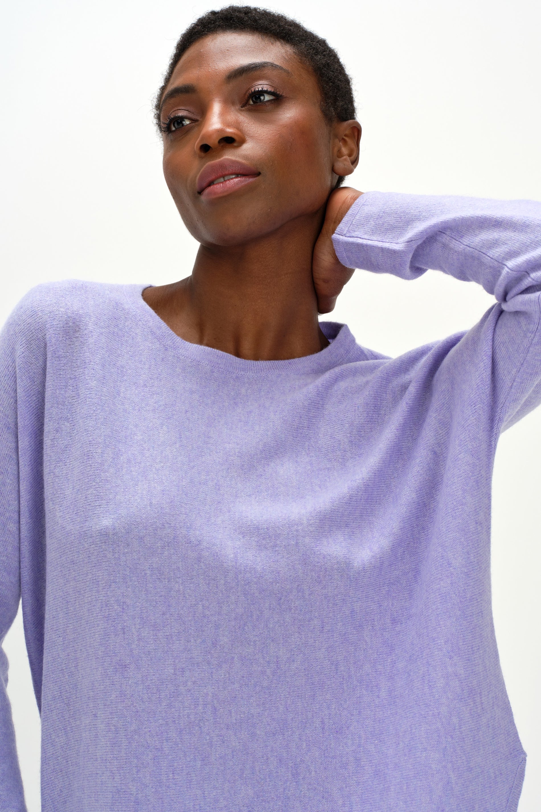 Davida Curved Sweater Sweaters Light Purple