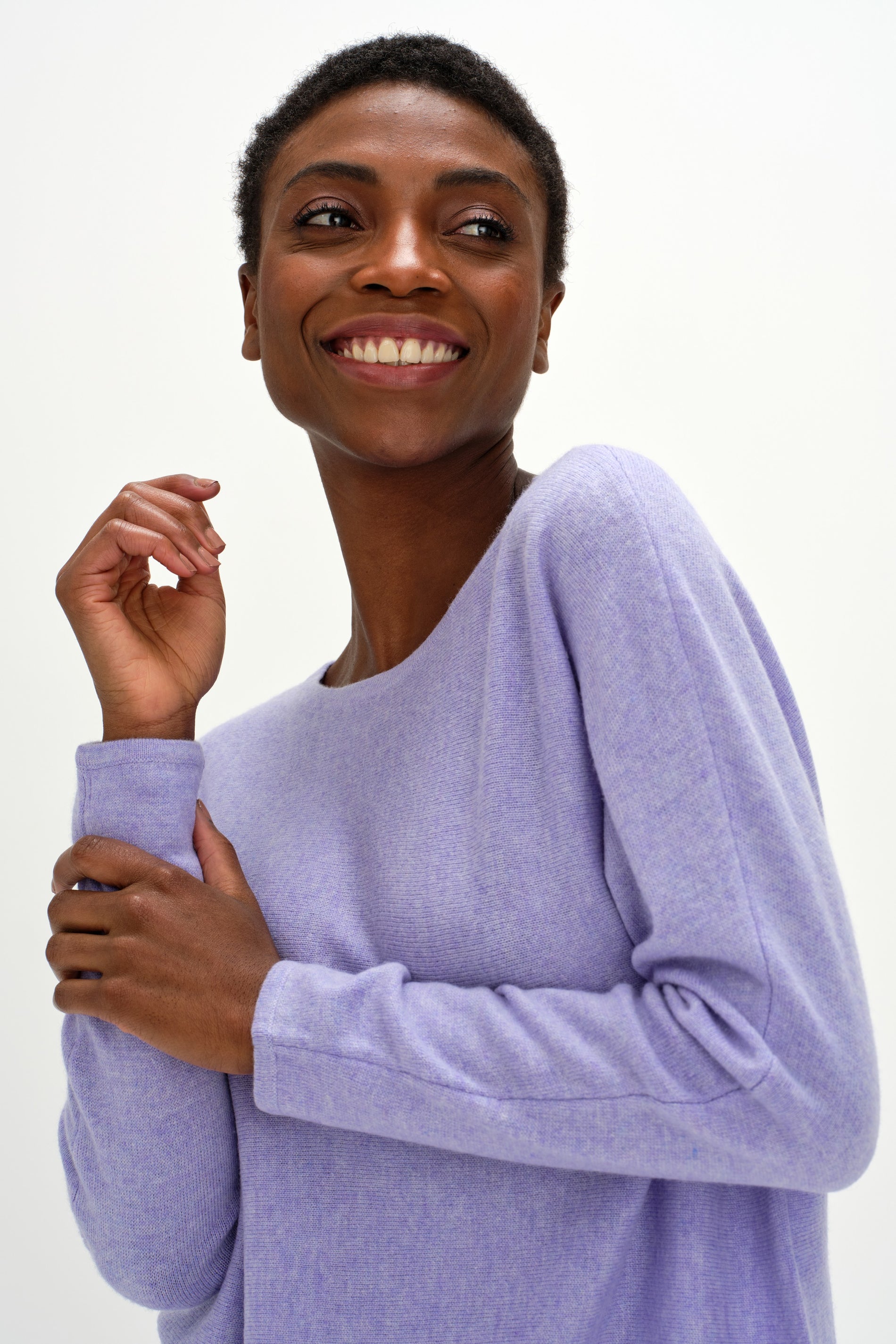 Davida Curved Sweater Sweaters Light Purple