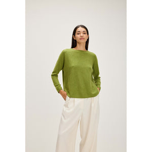 Curved Sweater - Moss Green
