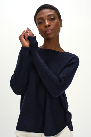 Curved Sweater - Navy