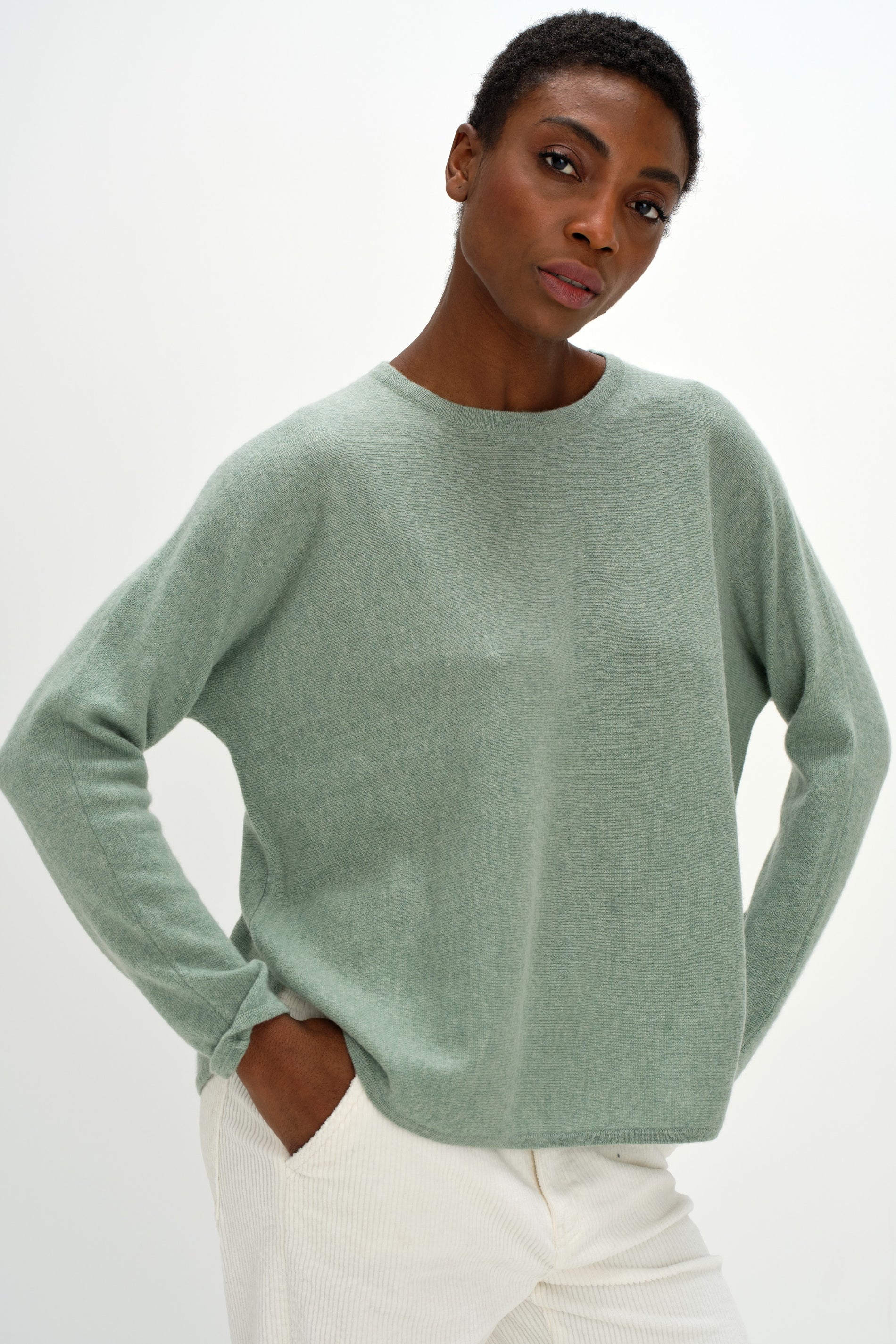 Davida Curved Sweater Sweaters Sage