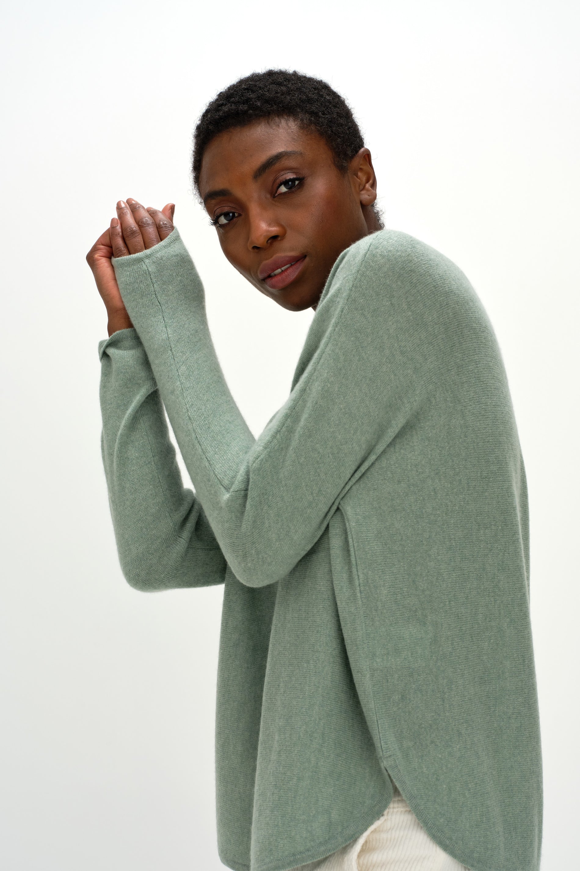 Davida Curved Sweater Sweaters Sage
