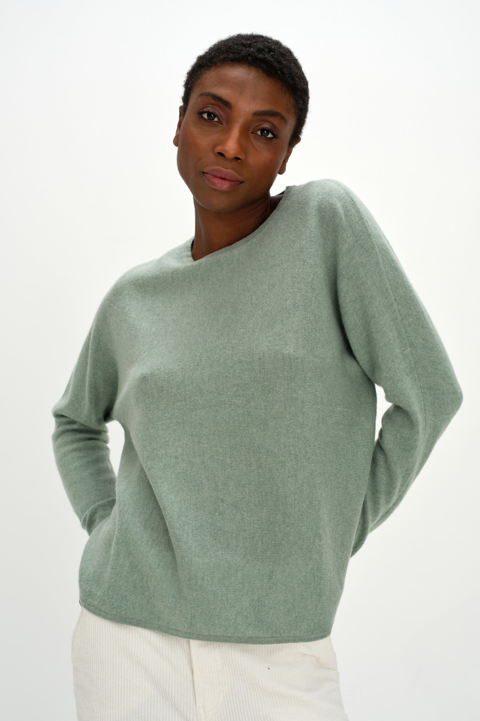 Davida Curved Sweater Sweaters Sage