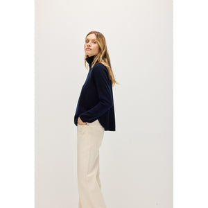Curved Turtleneck - Navy