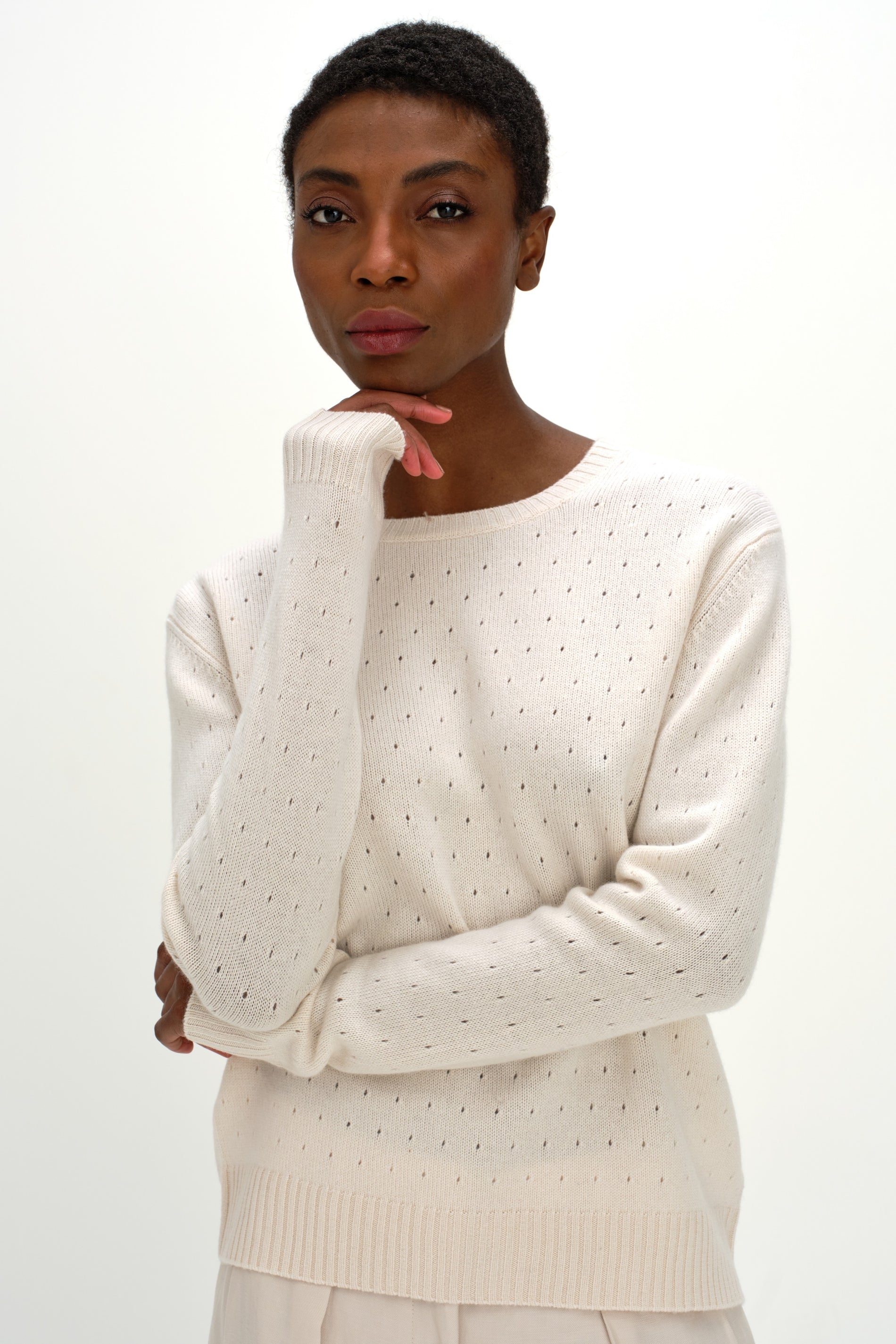 Davida Dotted Sweater Sweaters White