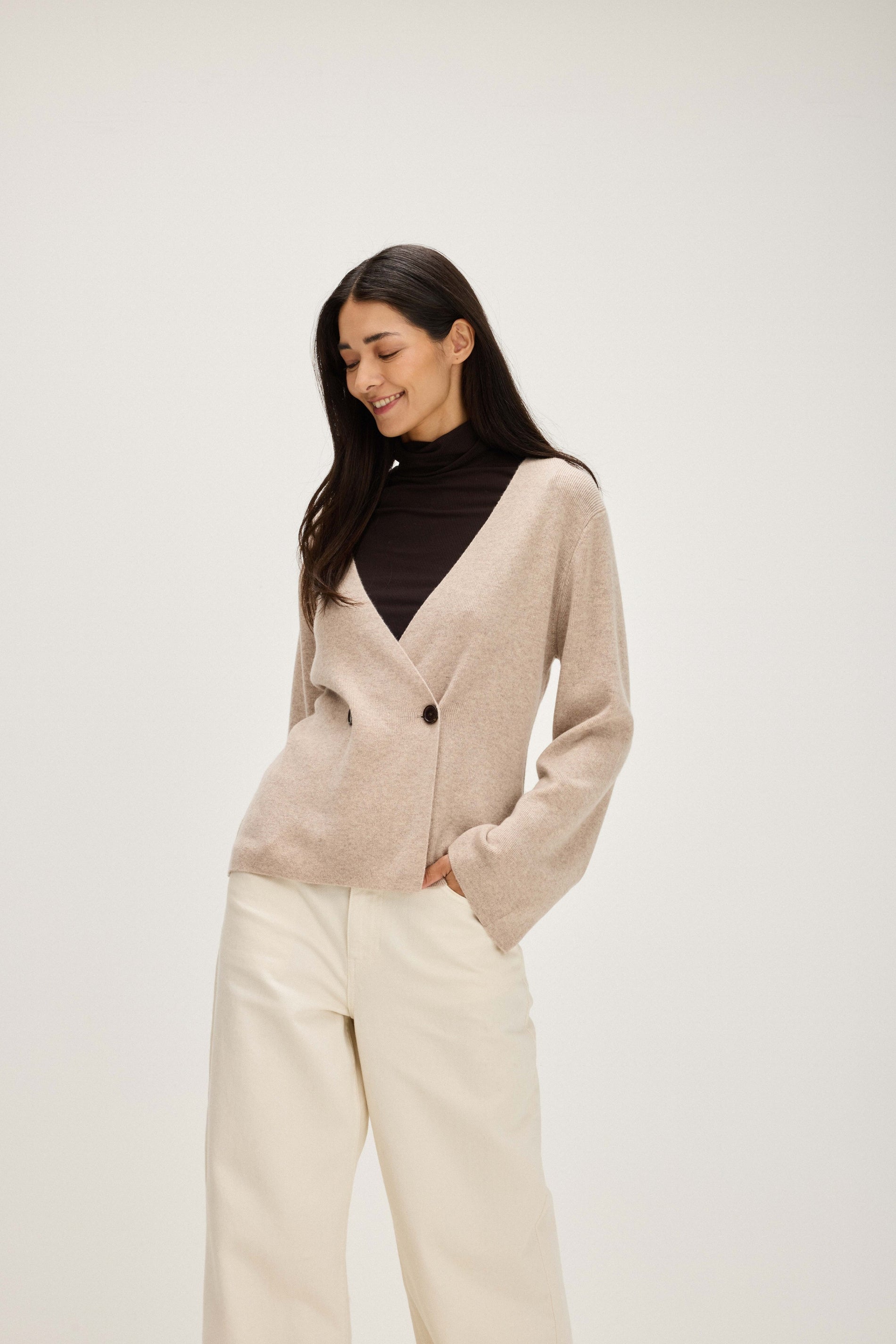 Davida Double Breasted Jacket Sweaters Sand