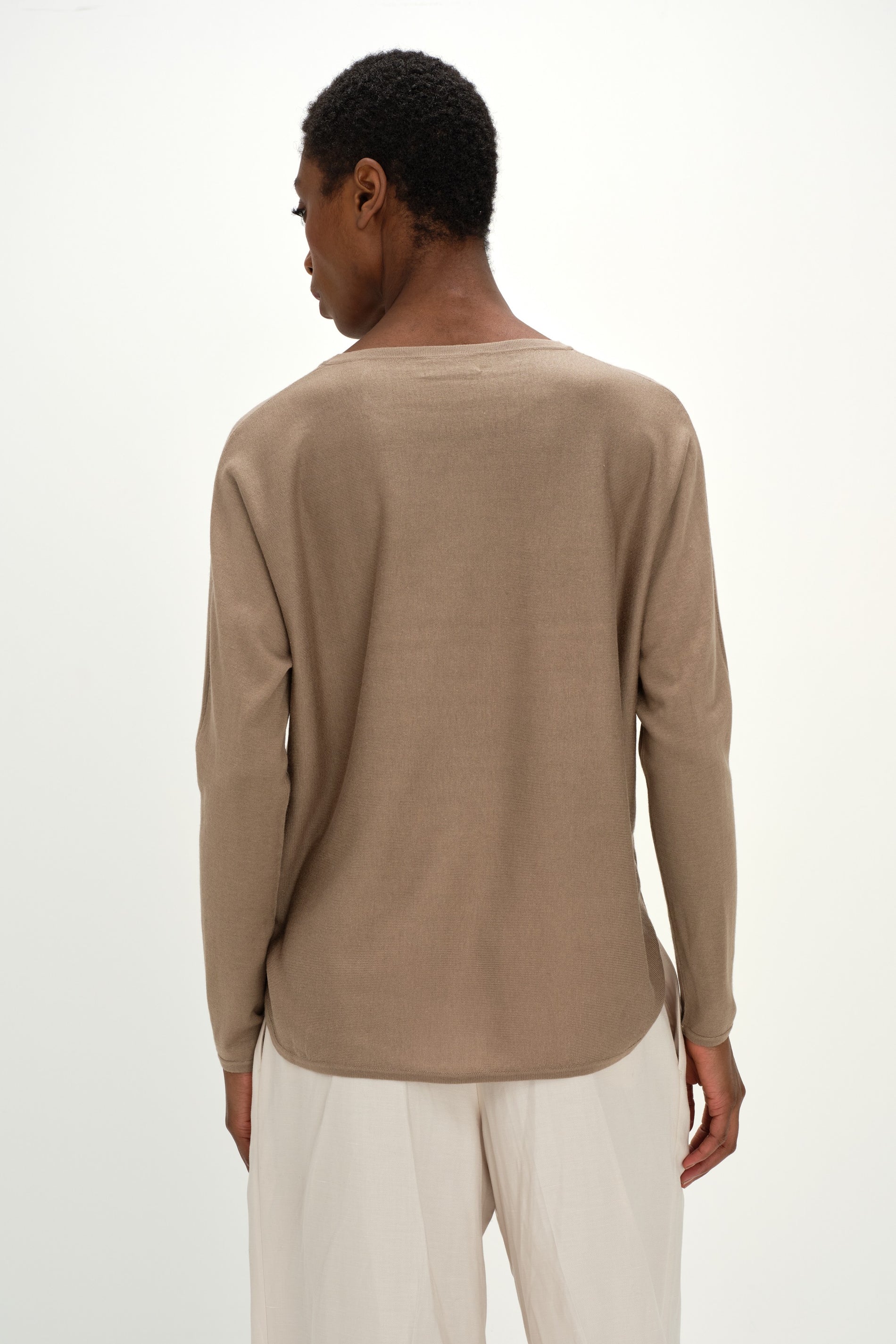 Davida Fine Knit Curved Sweater Sweaters Mink
