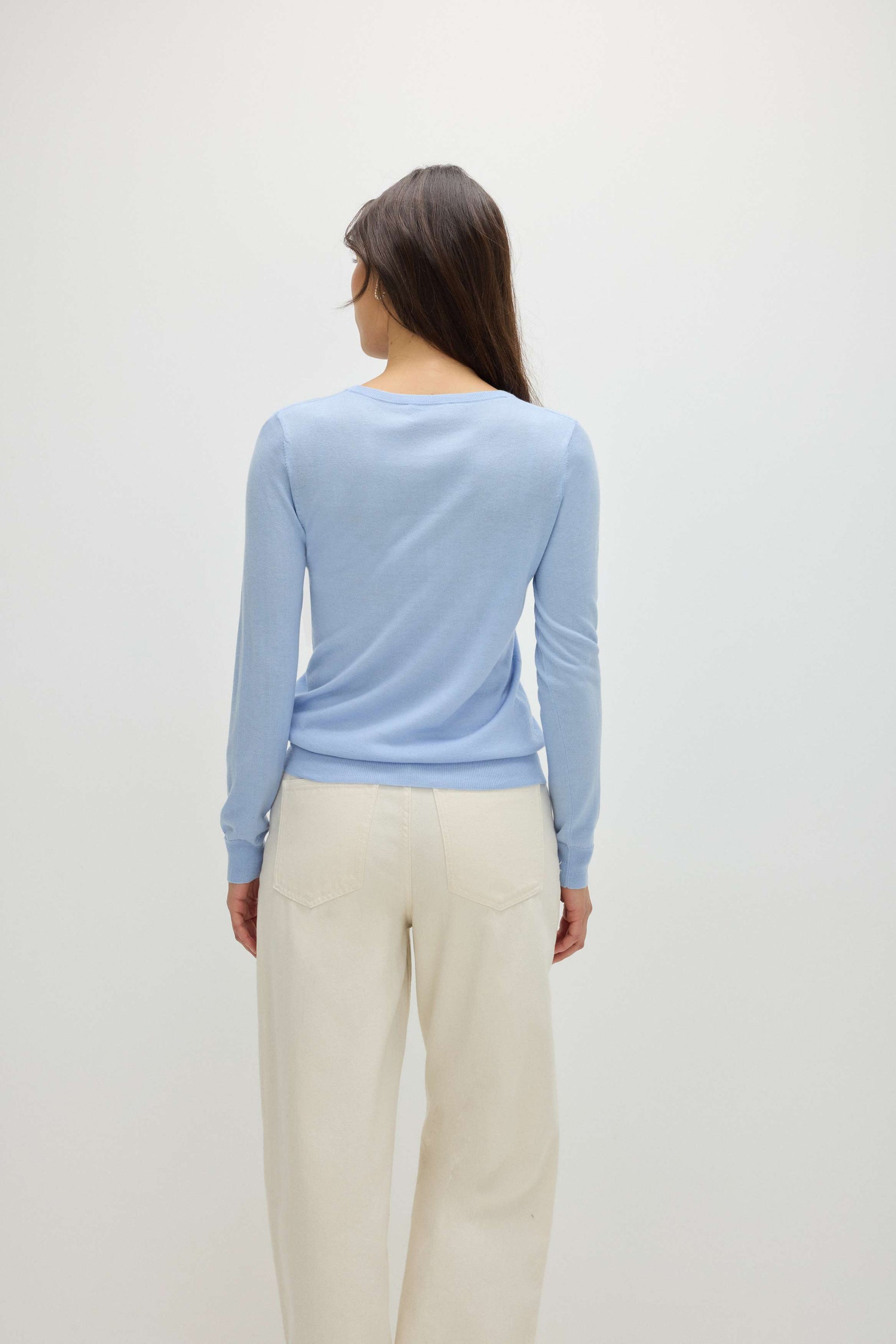 Davida Fine Knit O-neck Sweater Sweaters Blue Fog