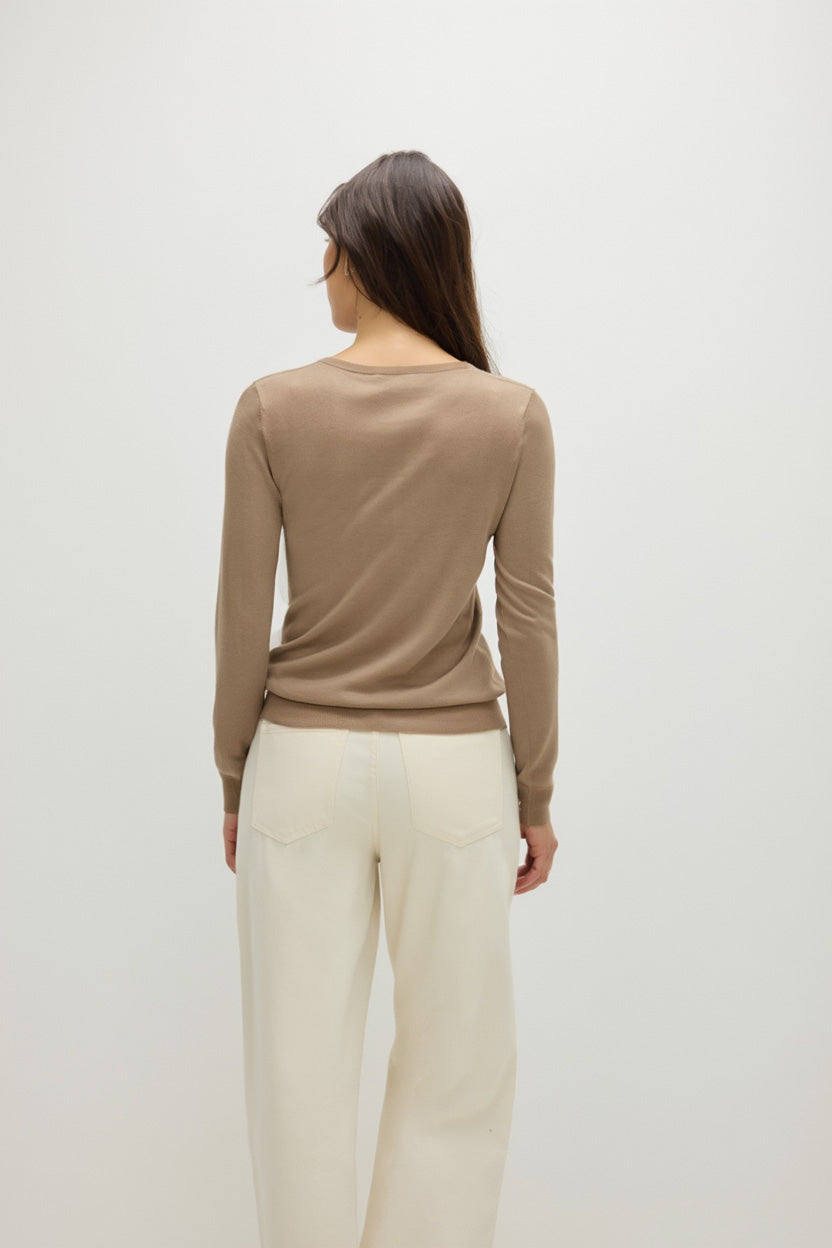 Davida Fine Knit O-neck Sweater Sweaters Mink