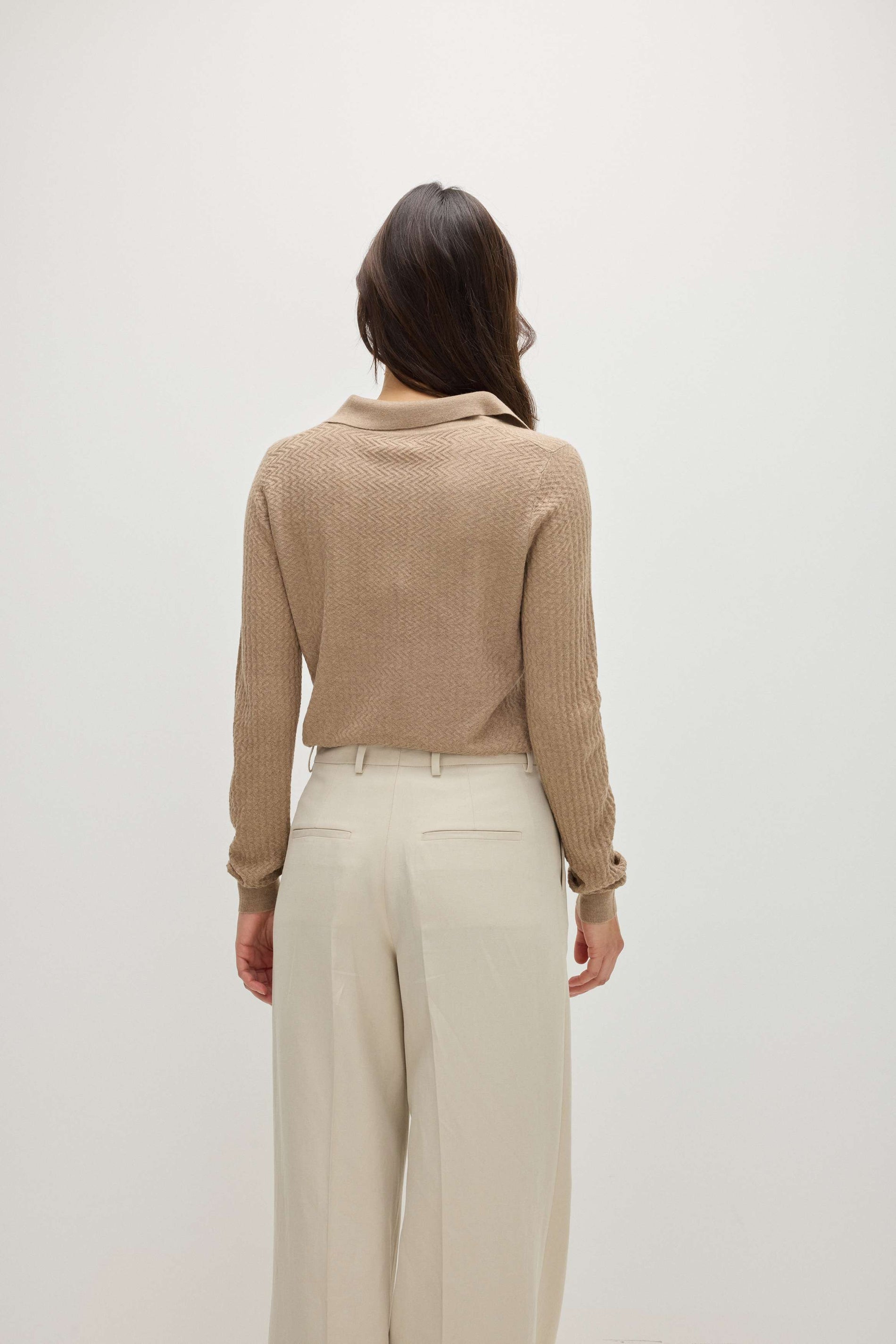 Davida Fine Knit Open Collar Sweater Sweaters Mink