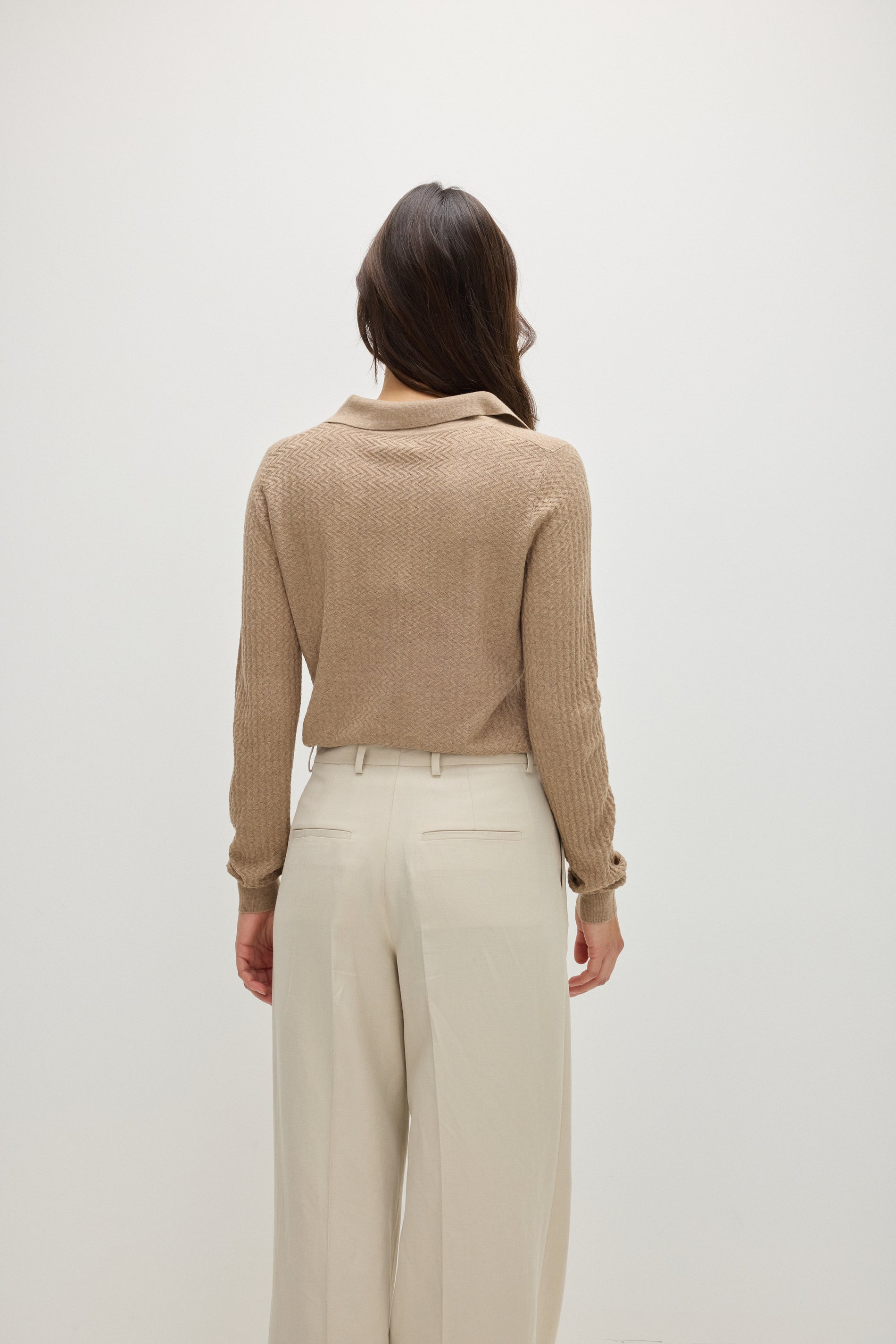 Davida Fine Knit Short Open Collar Sweater Sweaters Mink