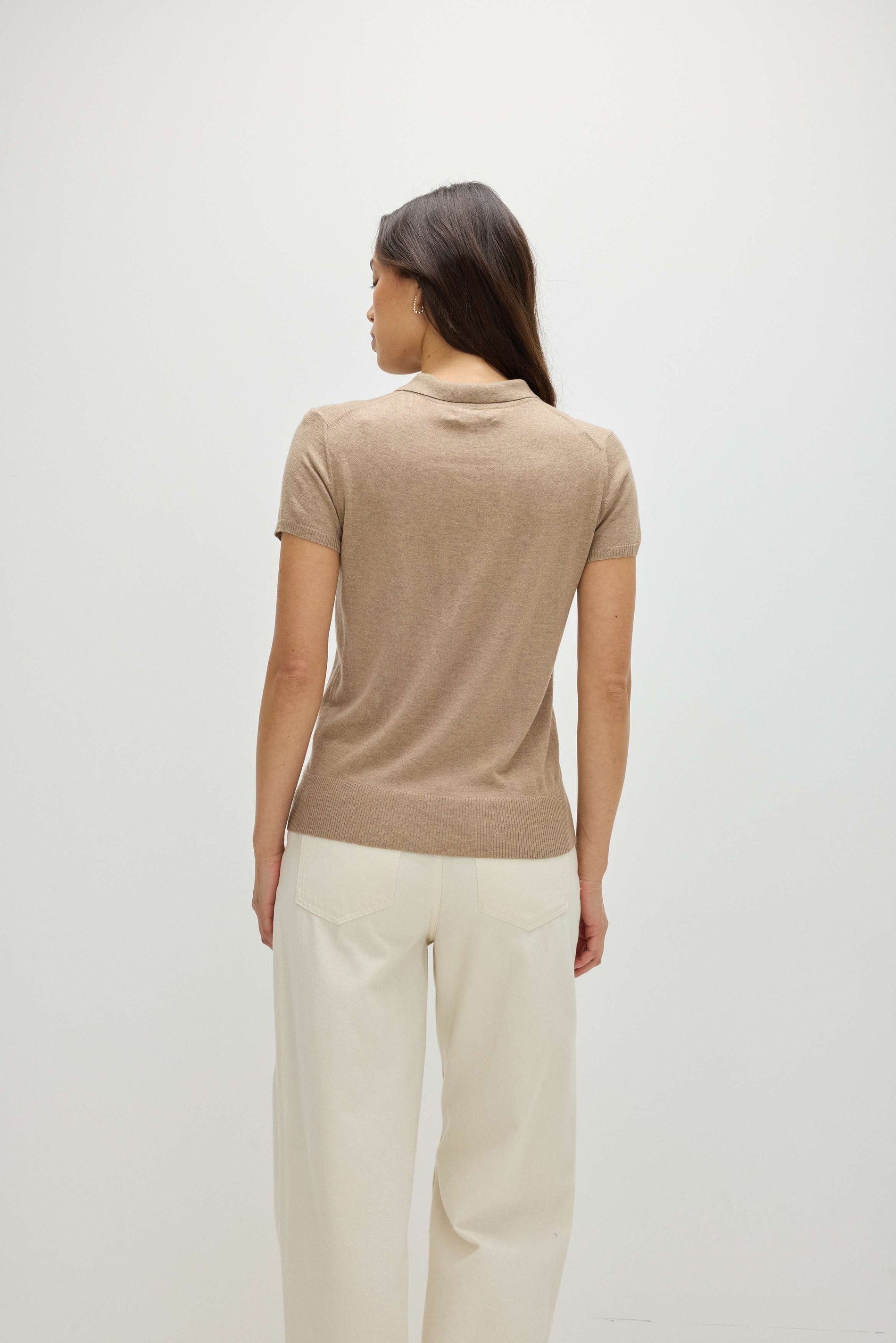 Davida Fine Knit Short Sleeve Pique Sweaters Mink