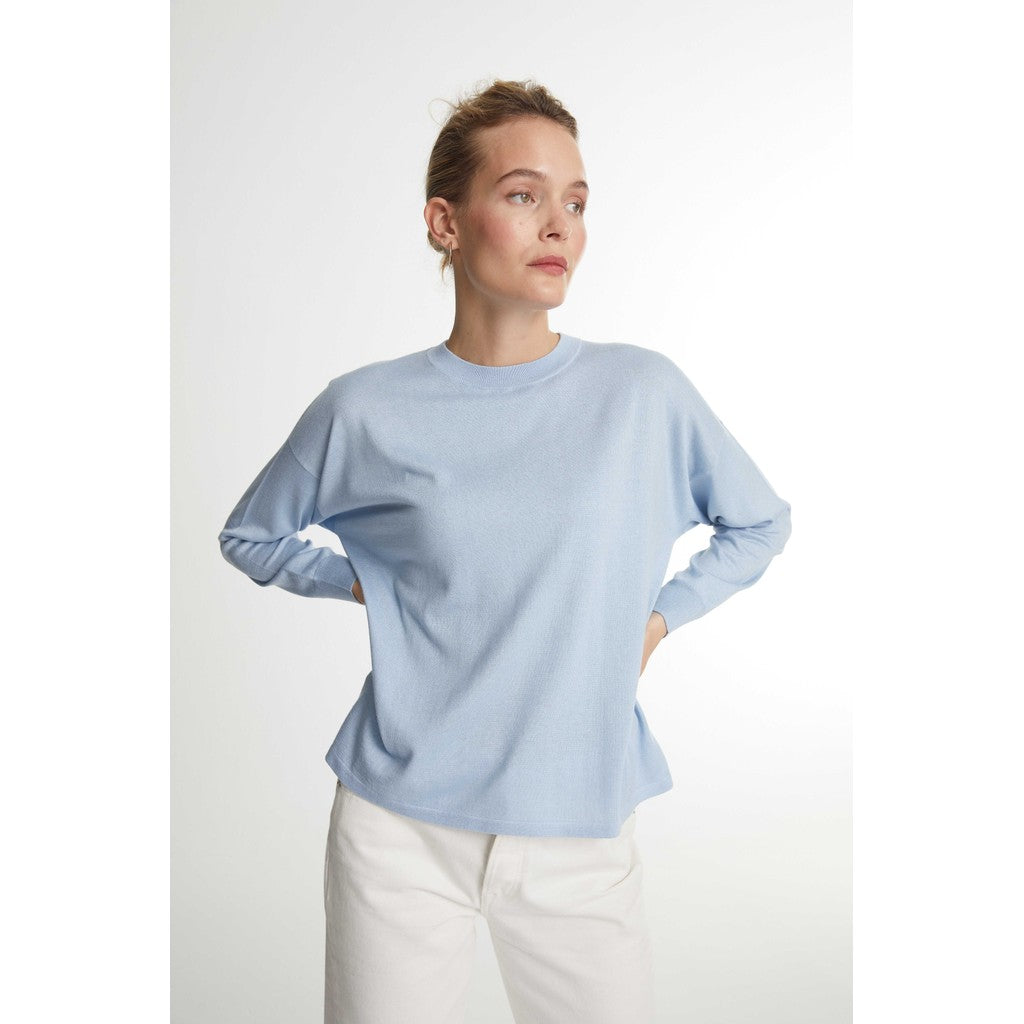 Davida Fine Knit Straight Sweater Sweaters Light Blue