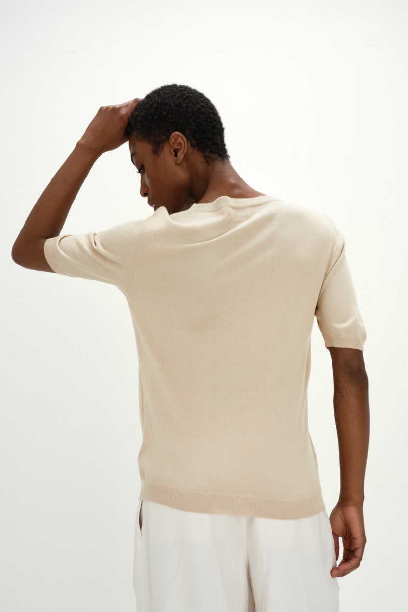 Davida Fine Knit T-shirt Oversized Sweaters Light Beige