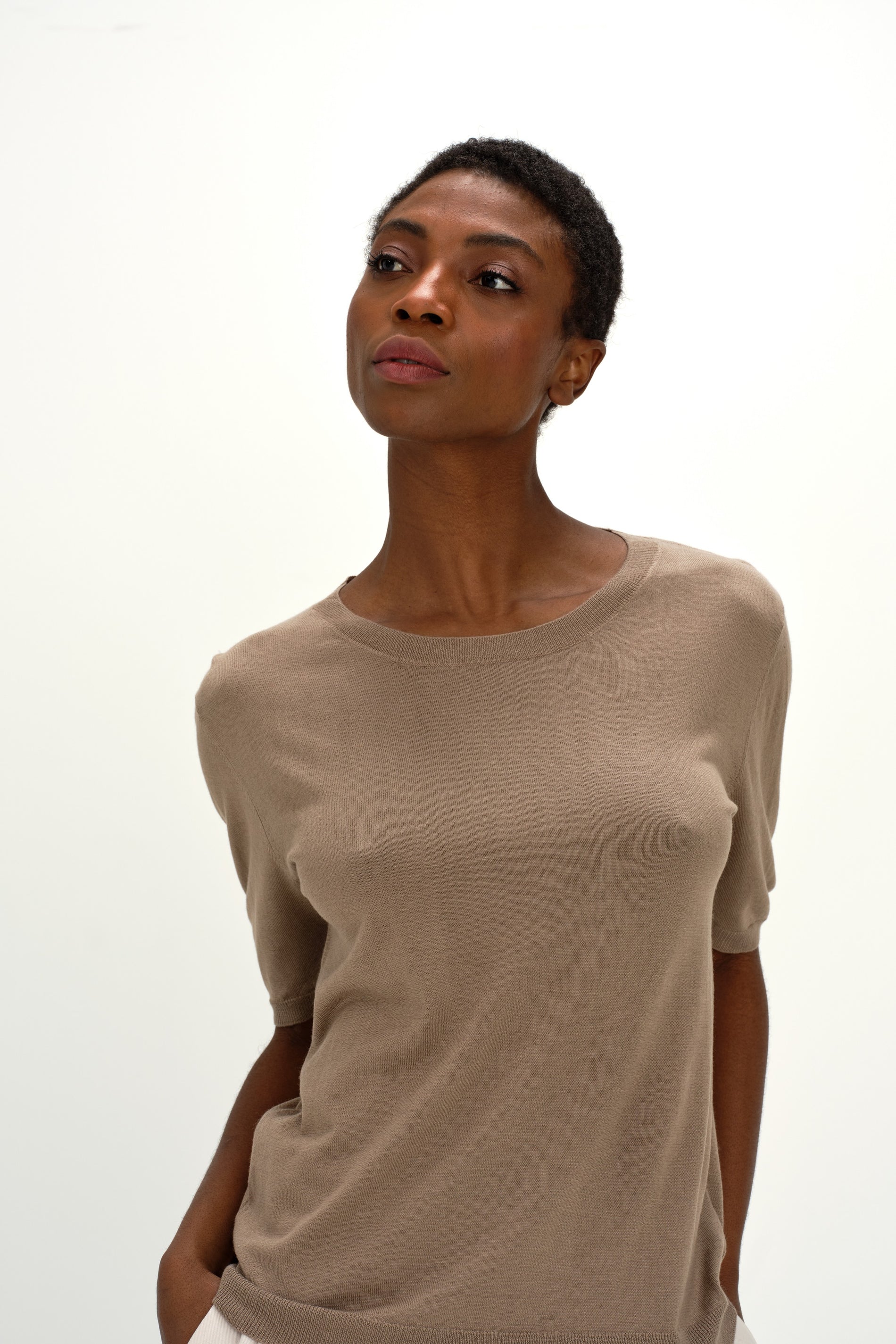 Davida Fine Knit T-shirt Oversized Sweaters Mink