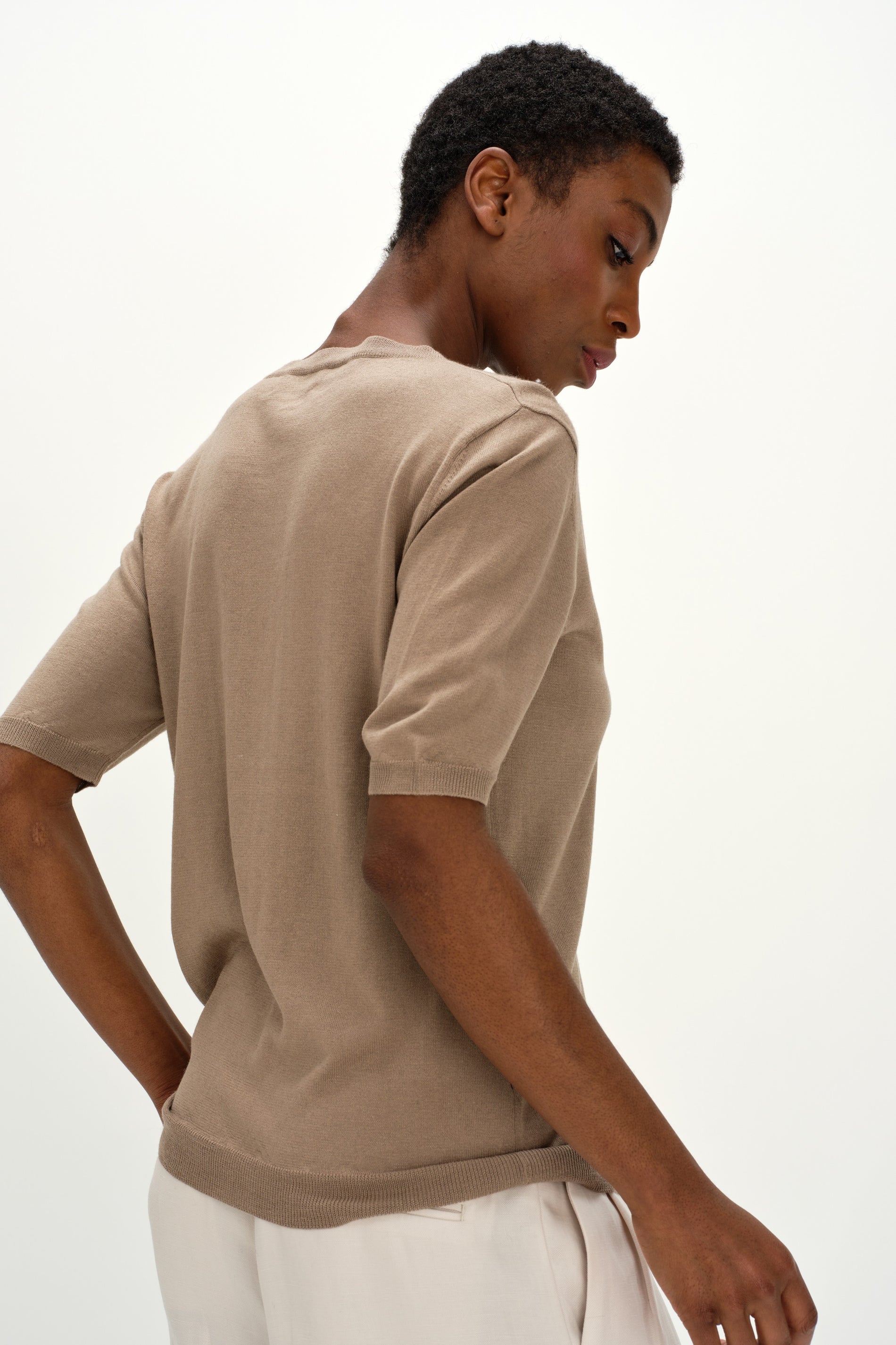 Davida Fine Knit T-shirt Oversized Sweaters Mink