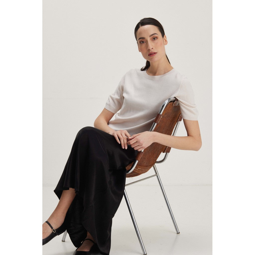 Davida Fine Knit T-shirt Oversized Sweaters White