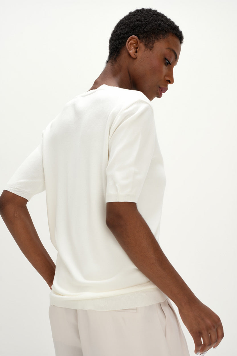 Davida Fine Knit T-shirt Oversized Sweaters White