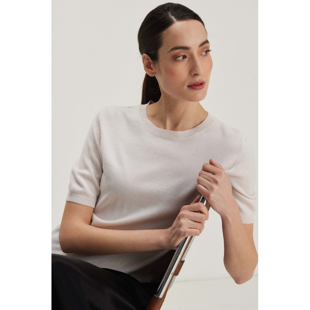 Davida Fine Knit T-shirt Oversized Sweaters White