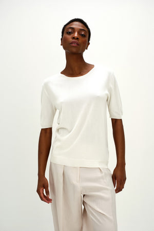 Fine Knit T-shirt Oversized - White