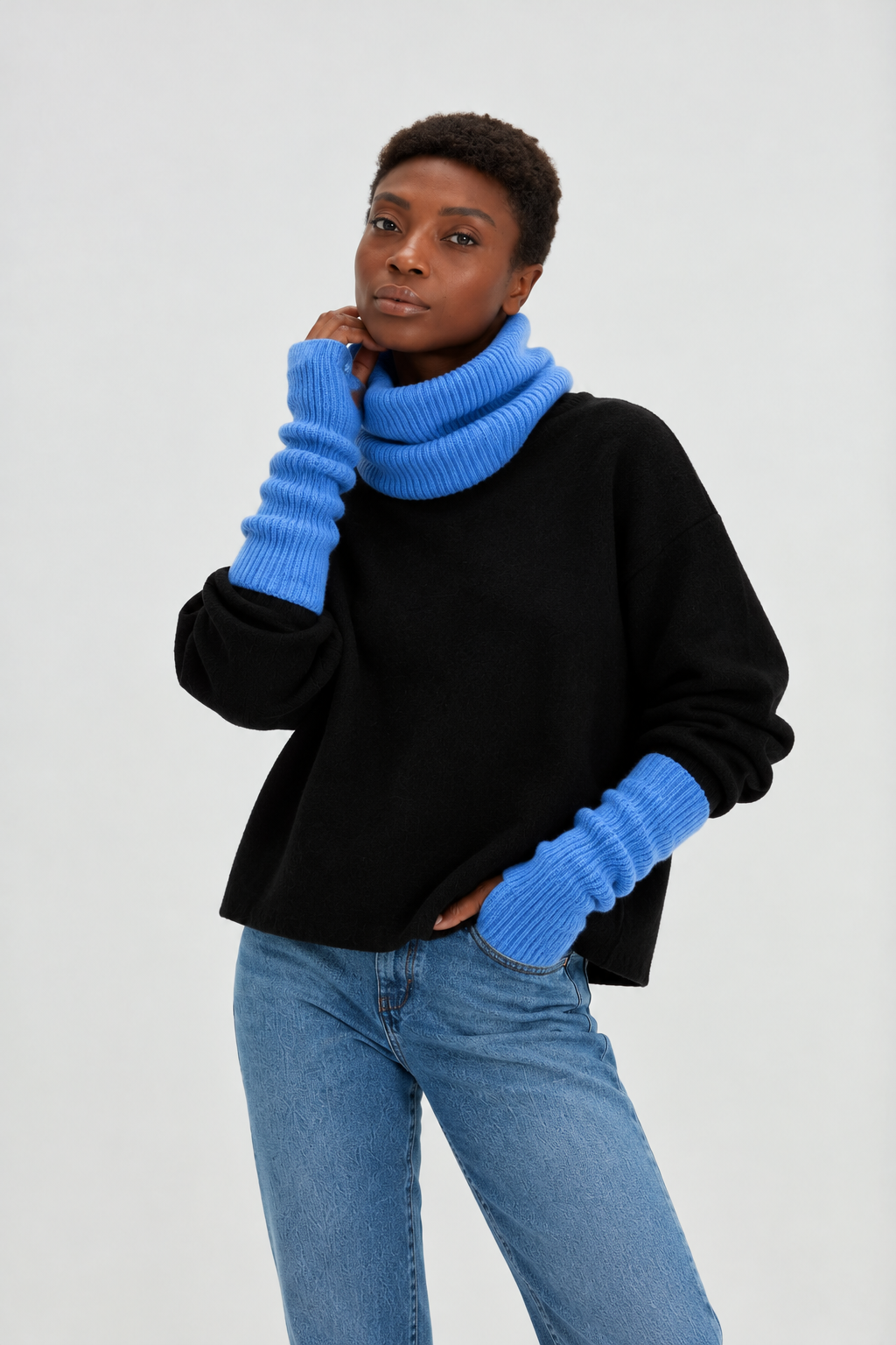 Davida Fingerless Gloves Gloves Ocean Blue