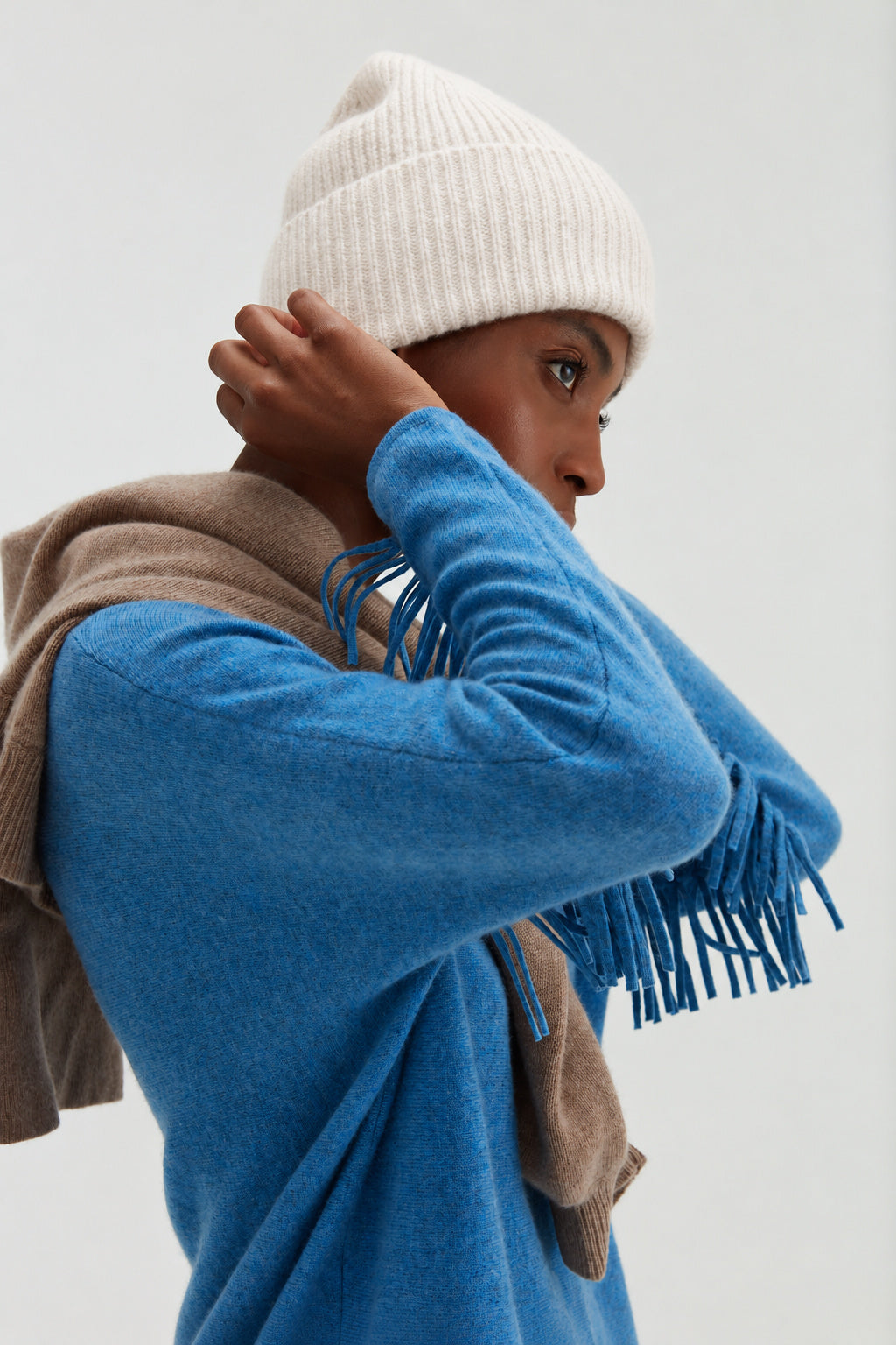 Davida Fold Rib Cap Hat White