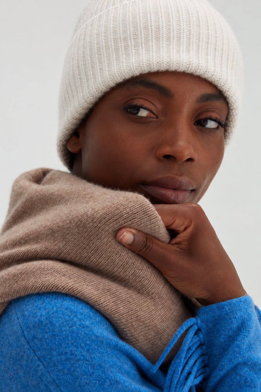 Davida Fold Rib Cap Hat White