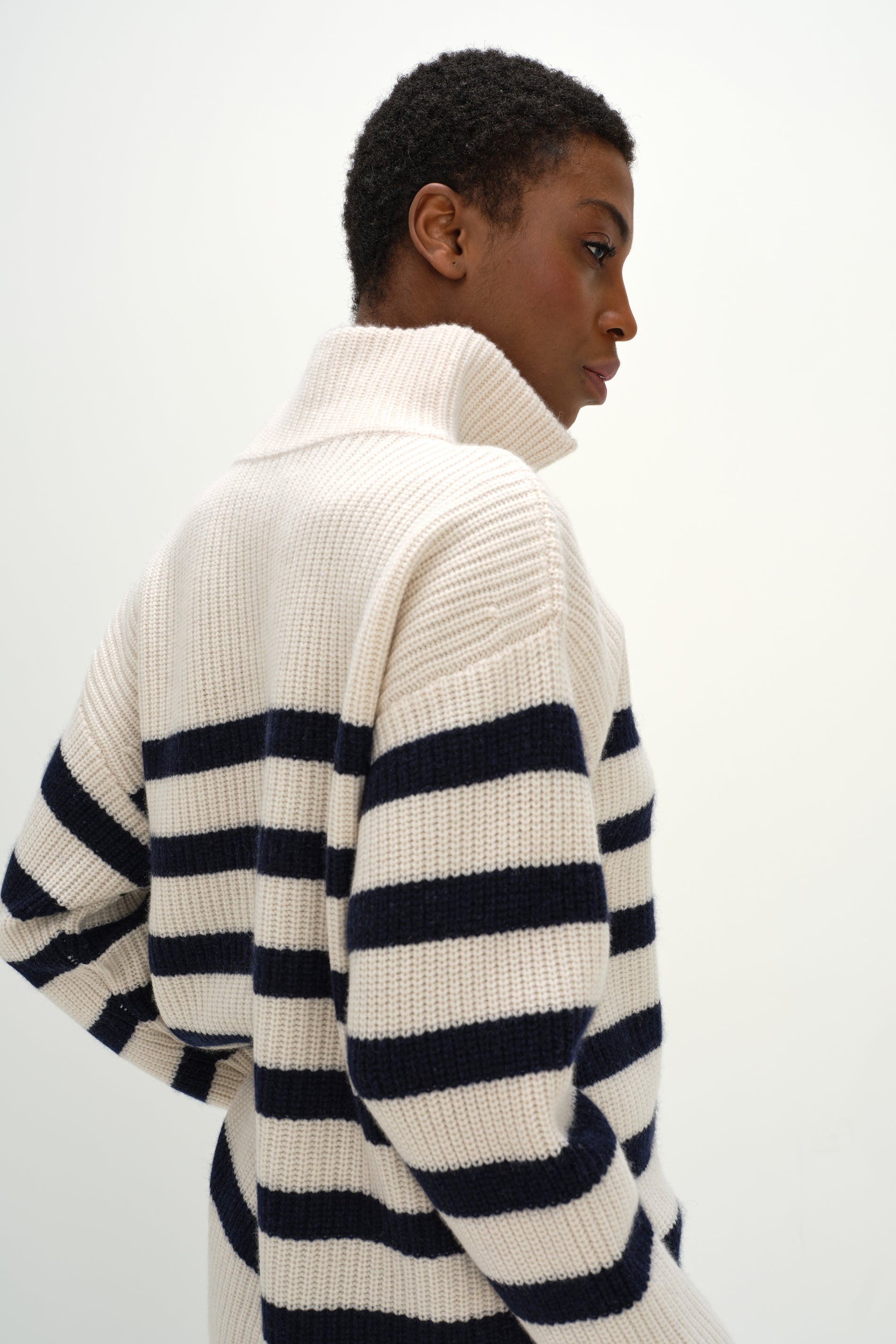 Davida Half Zip Striped Sweater Sweaters White/Navy