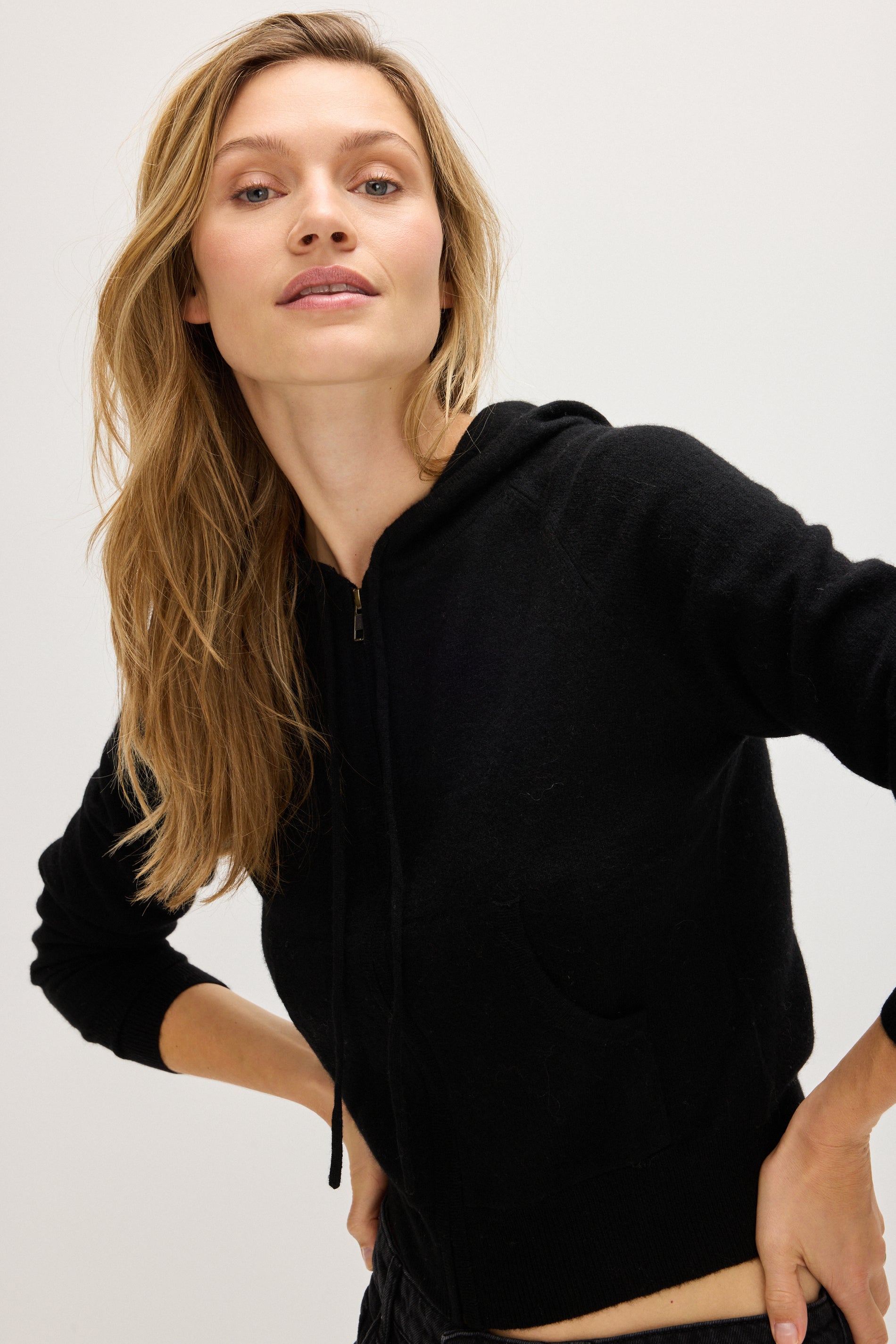 Davida Hoodie Zip Cardigans Black