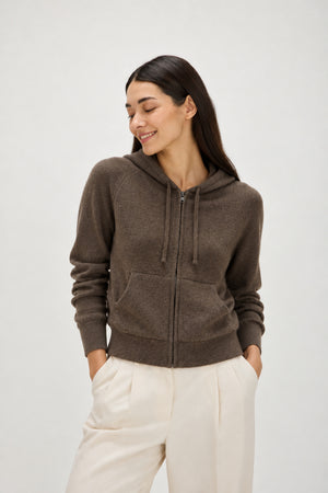 Hoodie Zip - Cacao