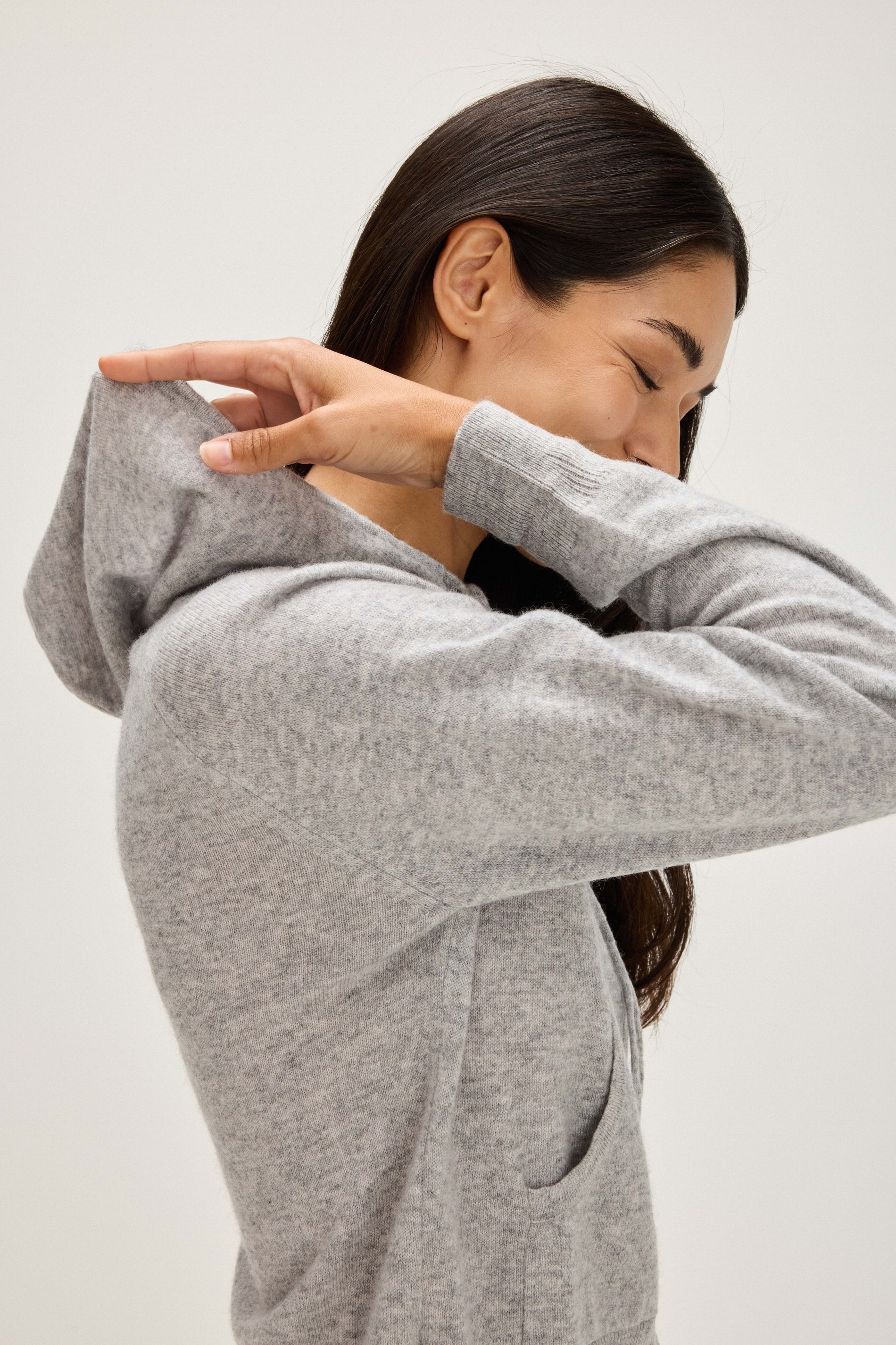 Davida Hoodie Zip Cardigans Light Grey