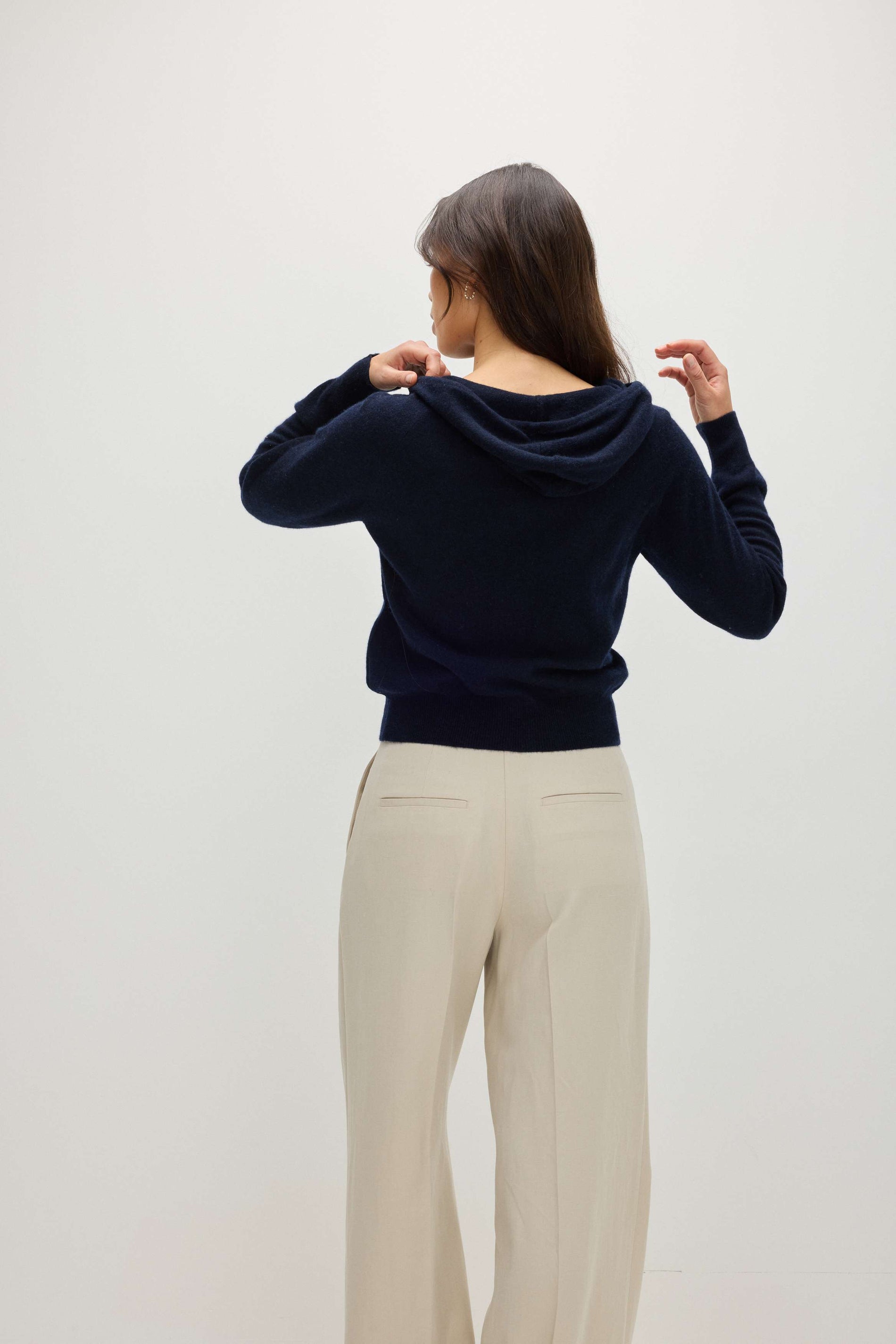 Davida Hoodie Zip Cardigans Navy