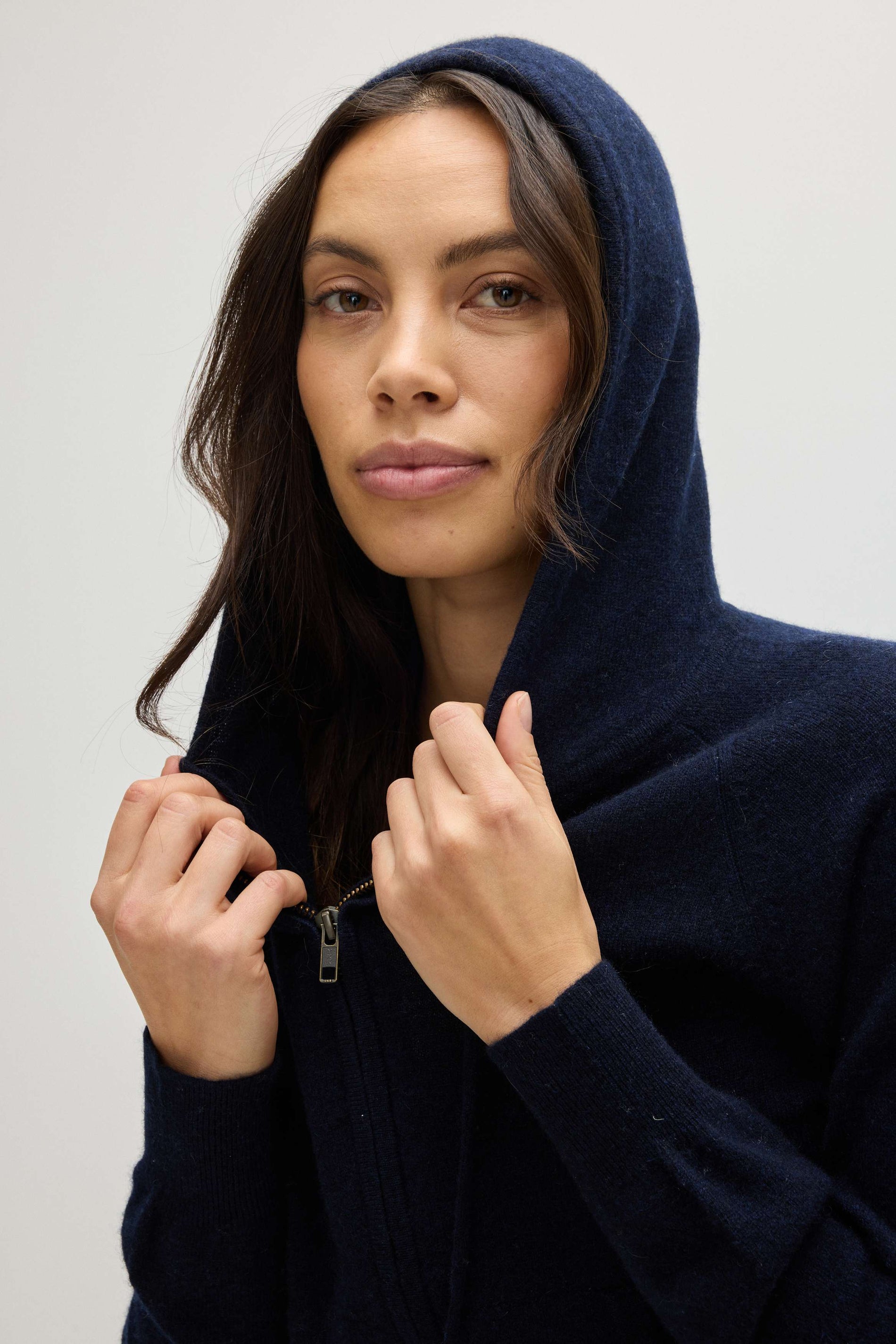 Davida Hoodie Zip Cardigans Navy